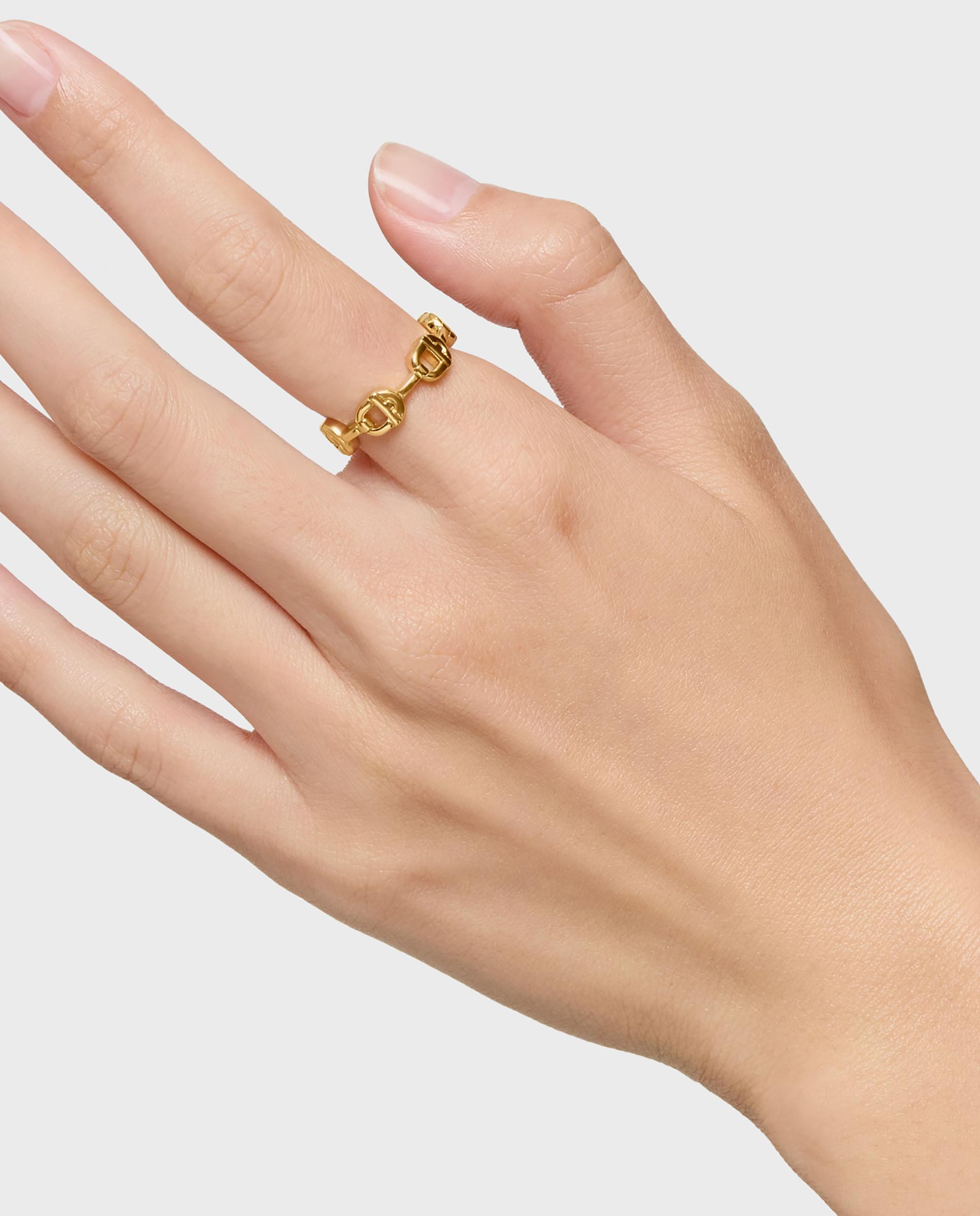 Anel Manifesto com Logo Banhado a Ouro 18 Kt Sobre Prata Dourado-5