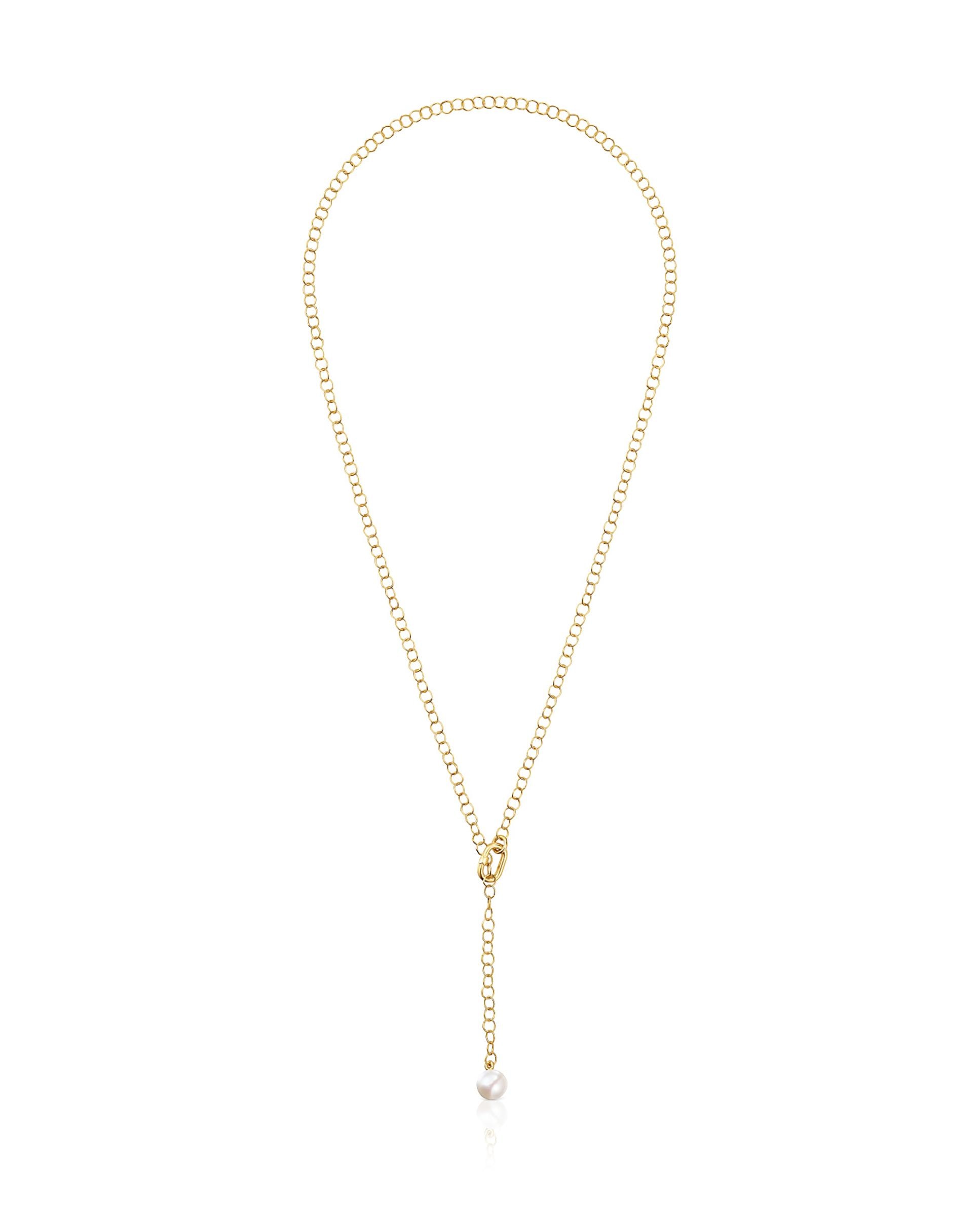 Colar Hold Oval Curto de Ouro e Pérola Branco-1