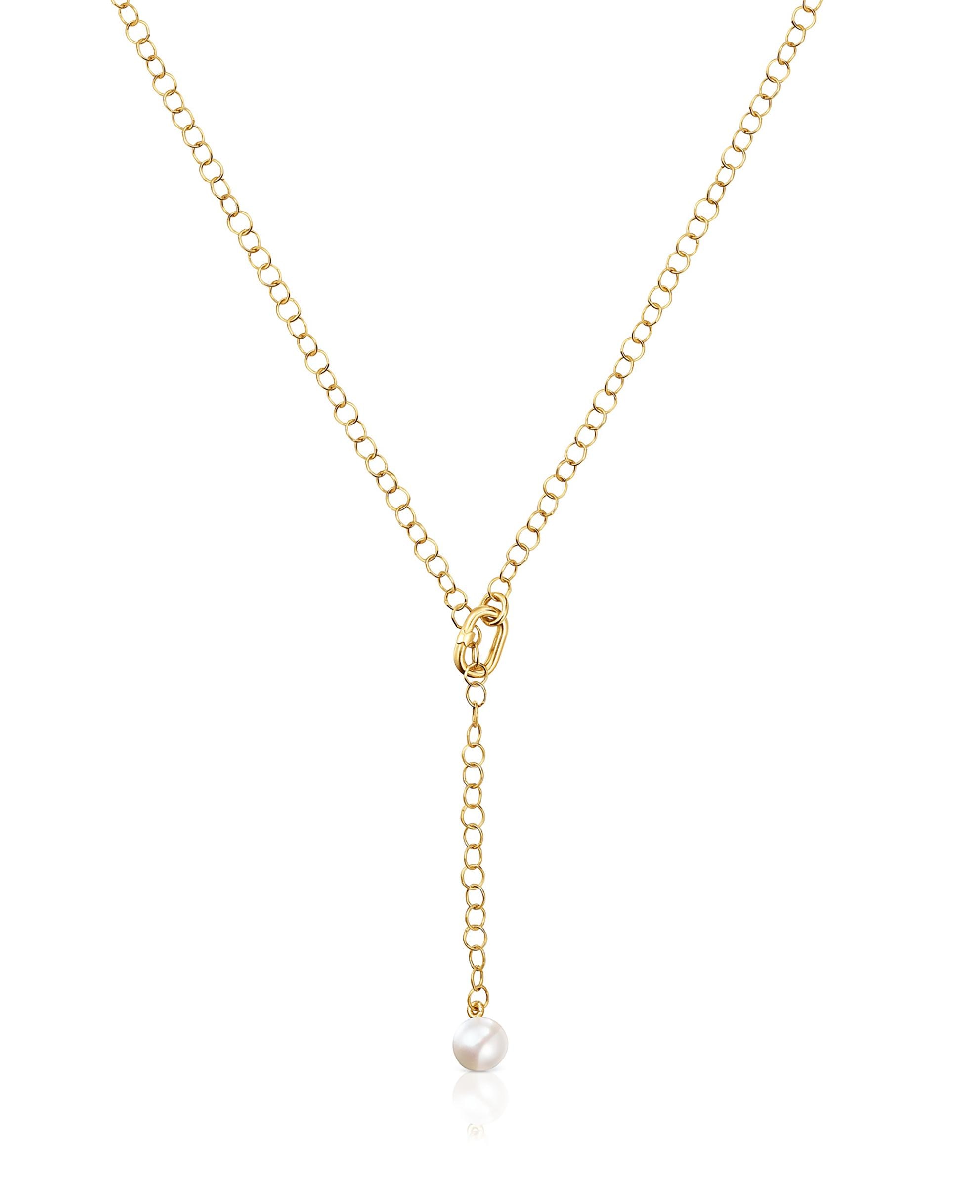 Colar Hold Oval Curto de Ouro e Pérola Branco-2