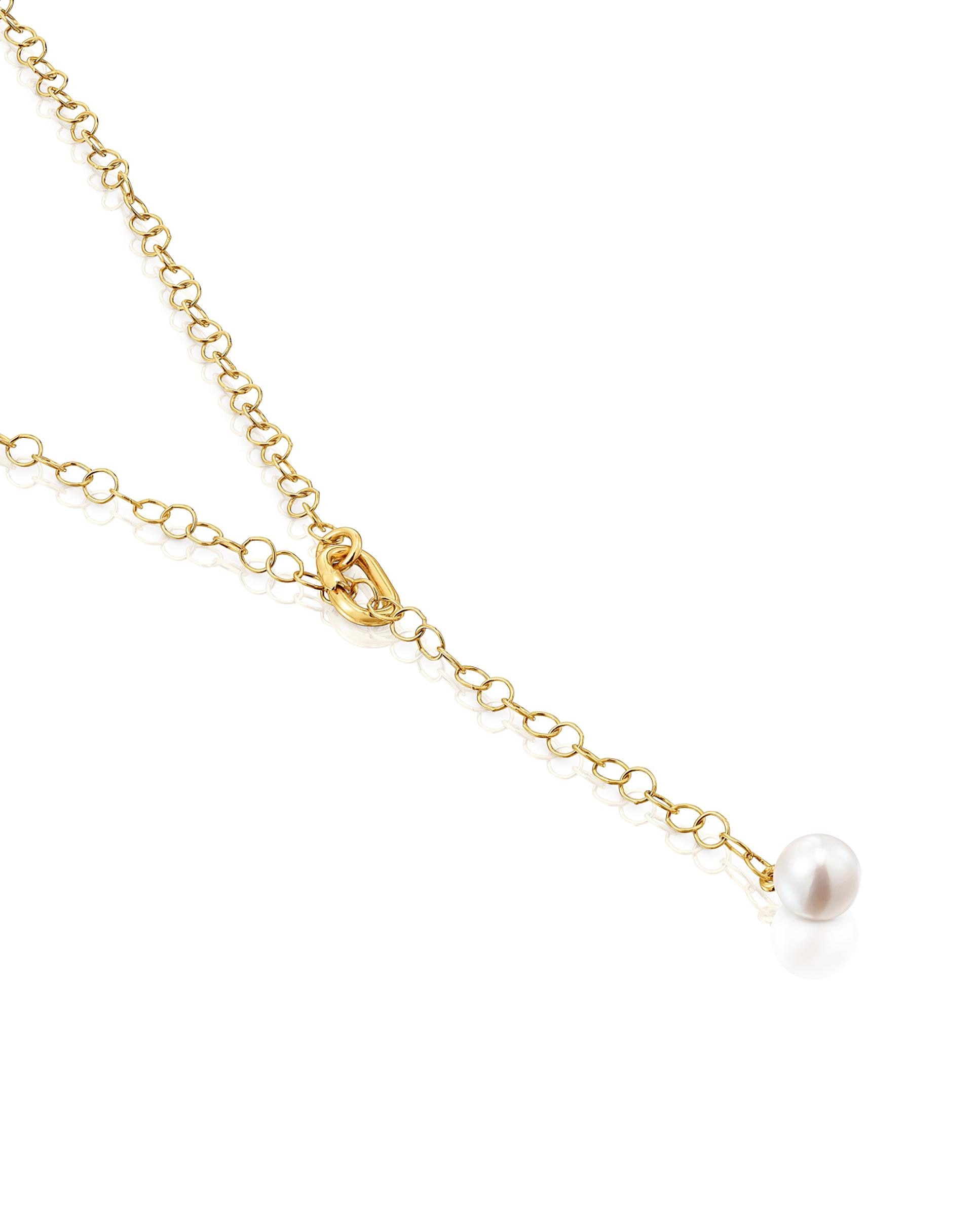 Colar Hold Oval Curto de Ouro e Pérola Branco-3
