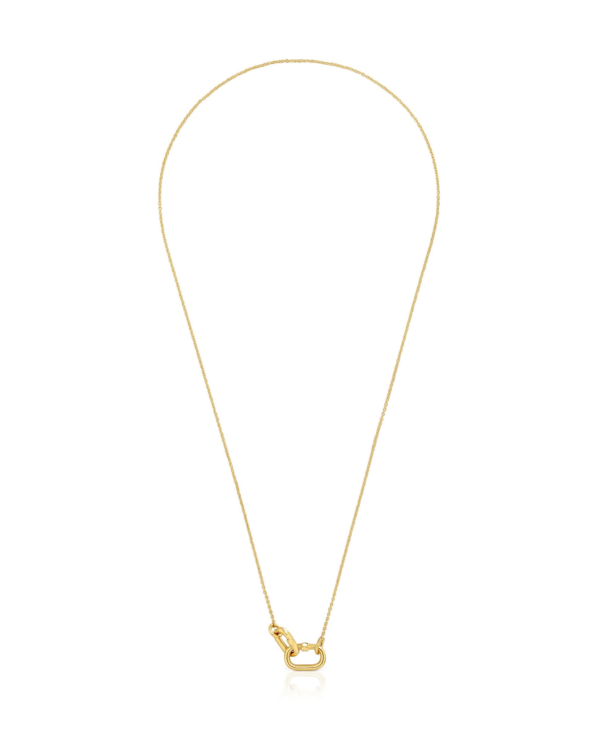 Colar Hold Oval de Ouro Duplo Dourado-1