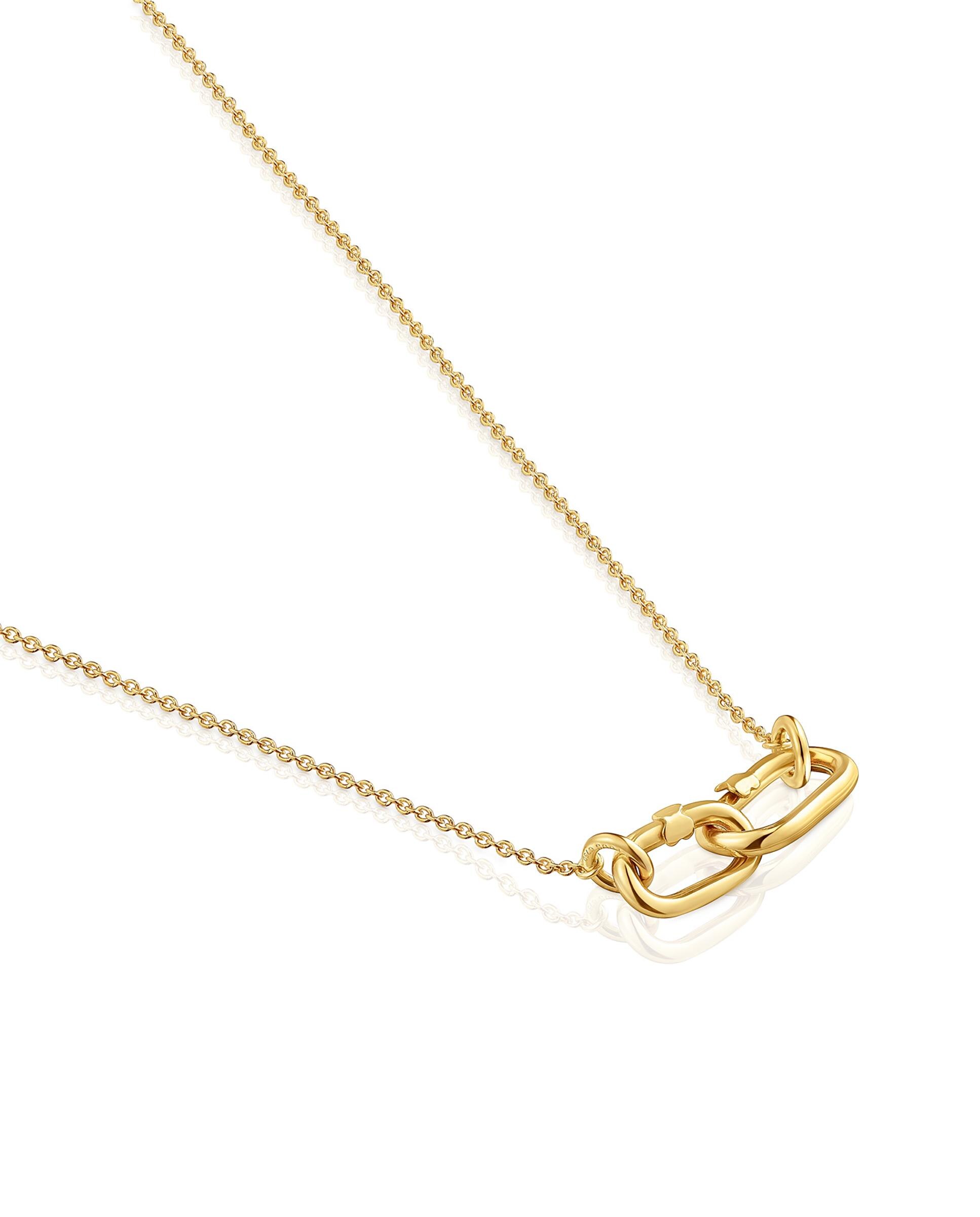 Colar Hold Oval de Ouro Duplo Dourado-3