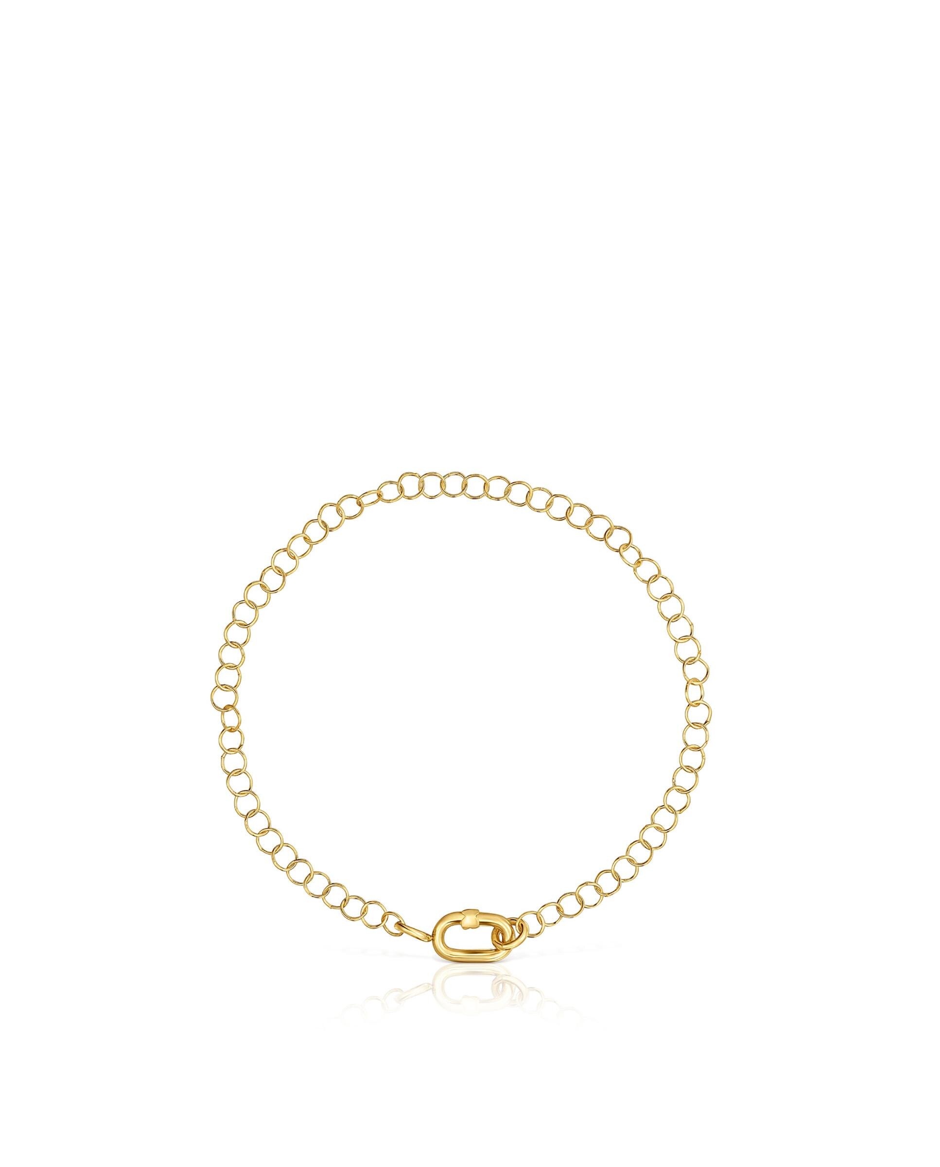 Pulseira de Corrente Hold Oval de Ouro Dourado-2