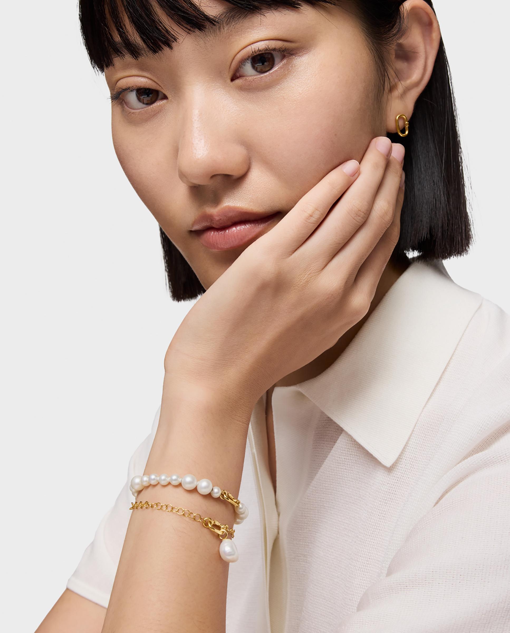 Pulseira de Corrente Hold Oval de Ouro Dourado-4