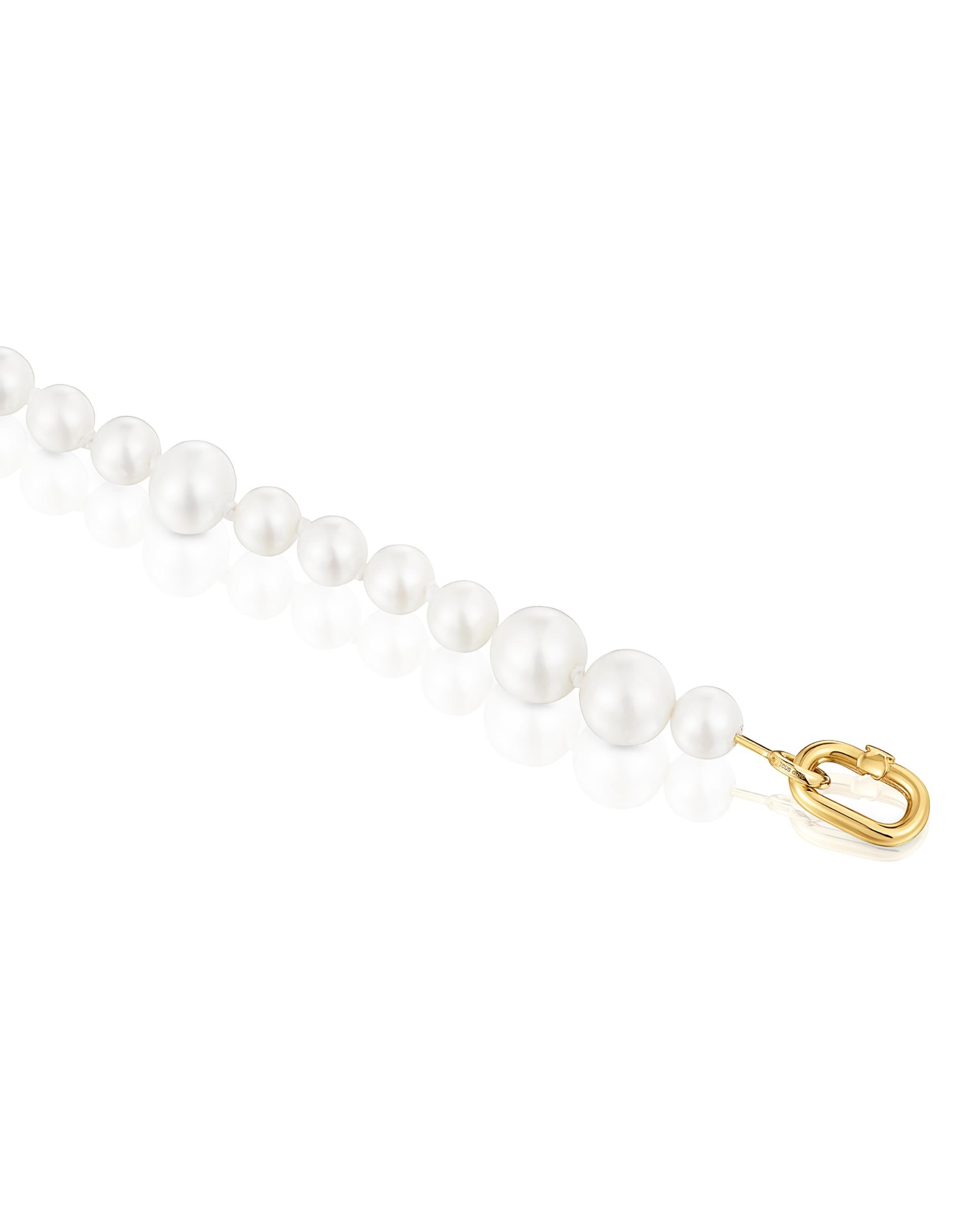 Pulseira de Pérolas Hold Oval de Ouro Branco-3