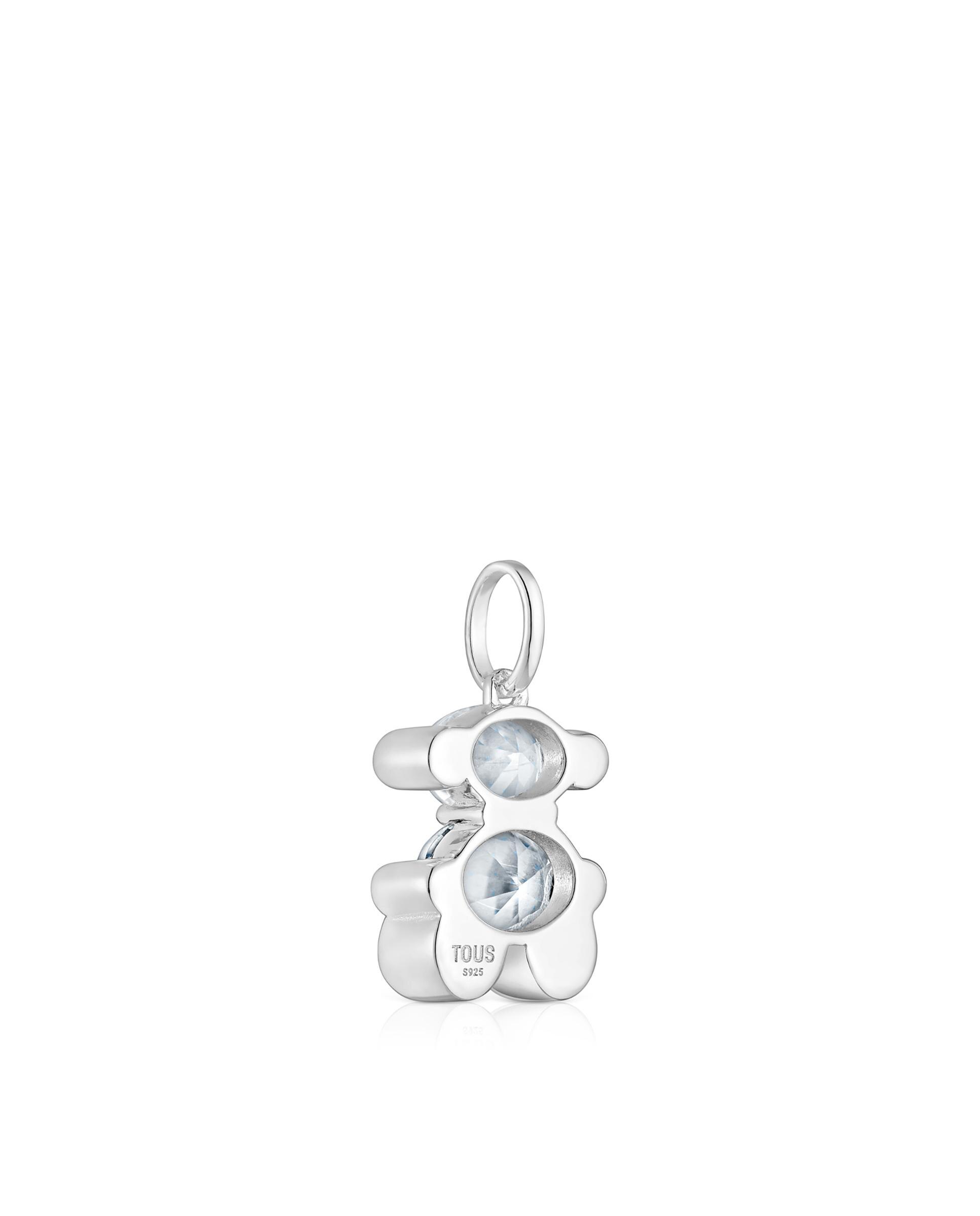 Pendente Color Bear Pequeno de Urso de Prata com Quartzo Branco-3