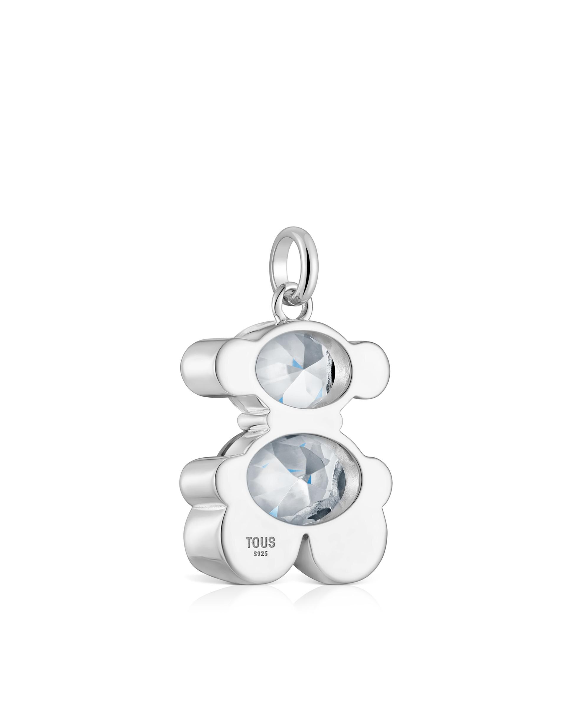Pendente Color Bear Médio de Urso de Prata com Quartzo Branco-3