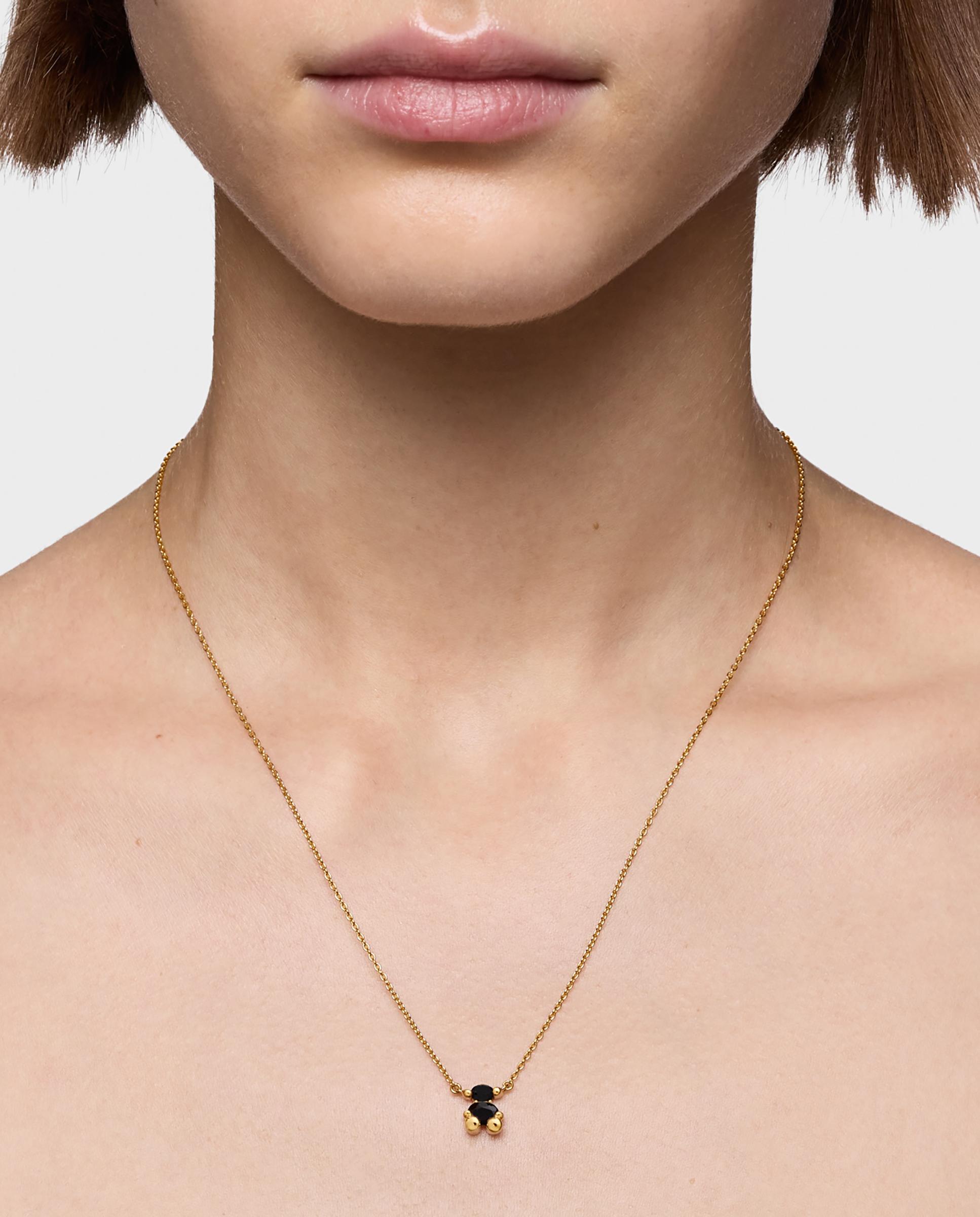 Colar Color Bear Curto de Urso Banhado em Ouro 18 Kt Sobre Prata com Ónix Preto-5
