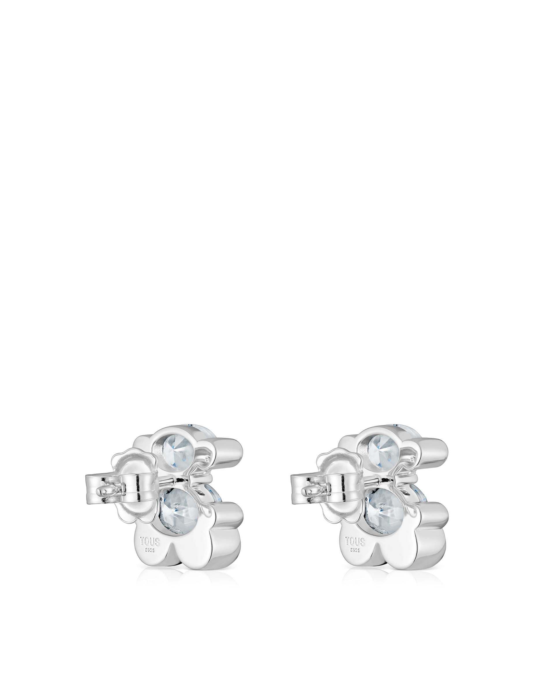 Brincos em Cor Bear de Urso de Prata com Quartzo 14 Mm Branco-3