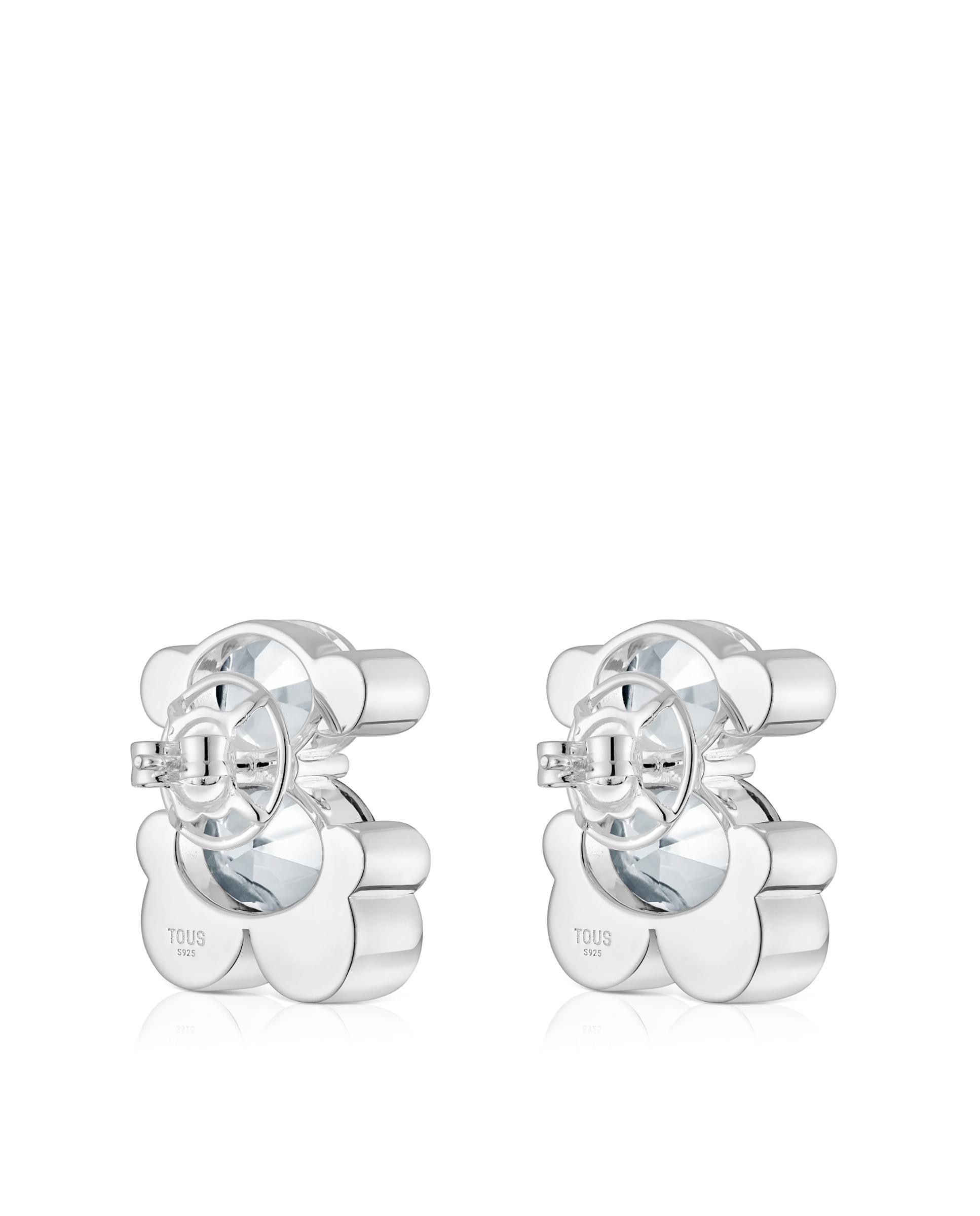 Brincos Color Bear de Urso de Prata com Quartzo 23 Mm Branco-3