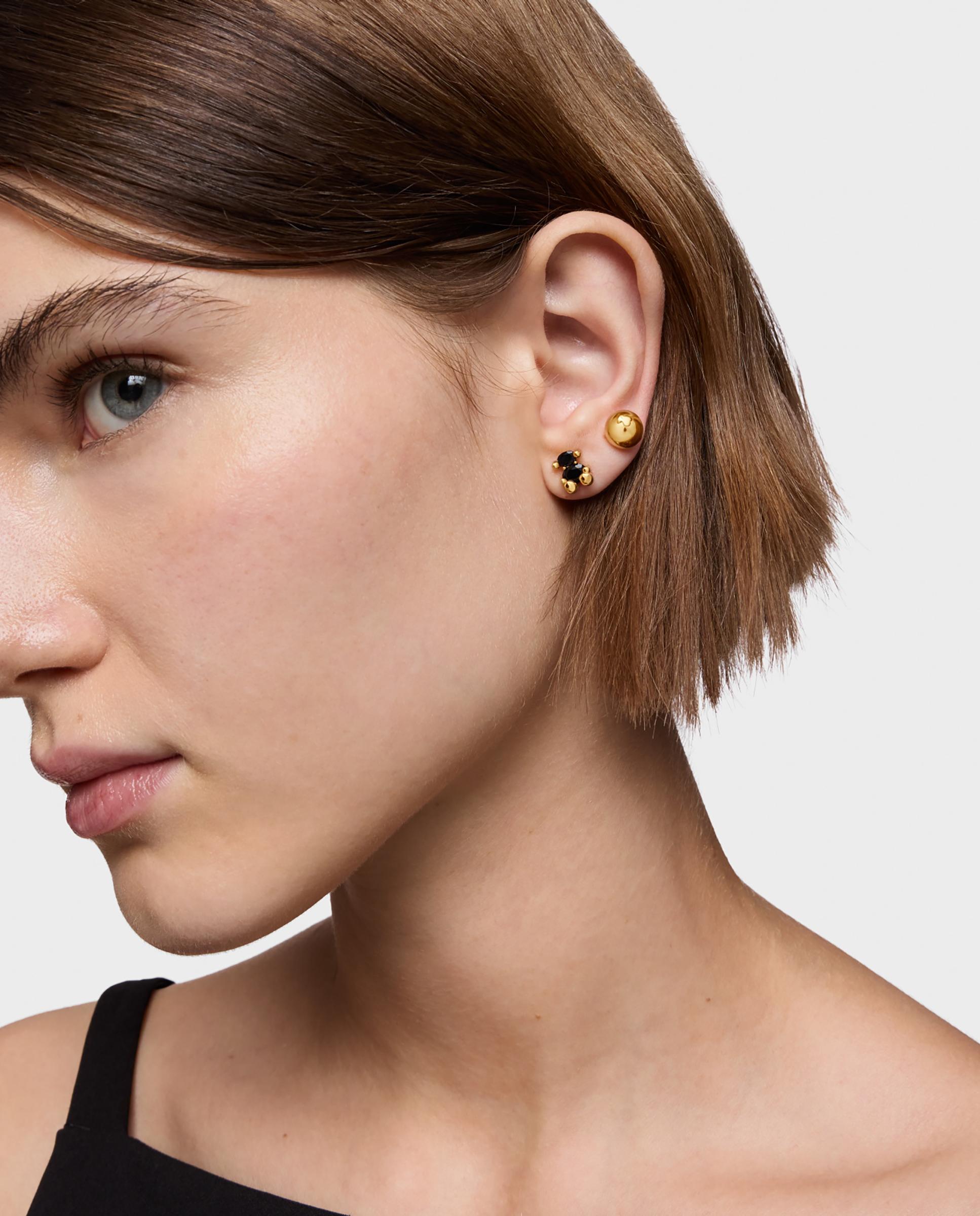 Brincos Color Bear de Urso Banhados a Ouro 18 Kt Sobre Prata com Ônix 23 Mm Preto-5
