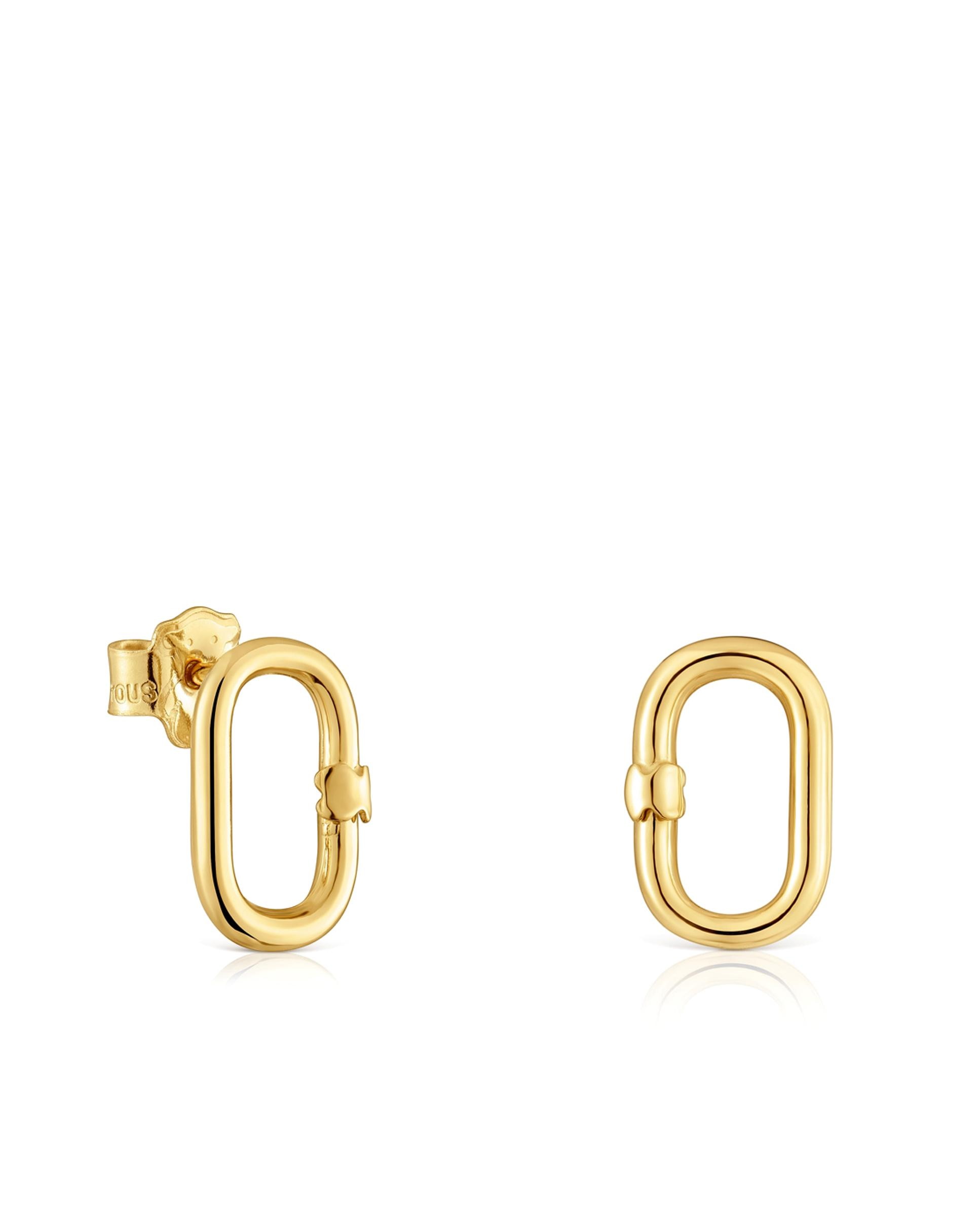 Brincos Hold Oval Pequenos de Ouro Dourado-1