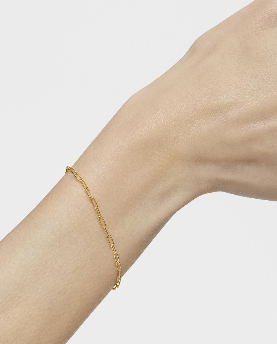 Pulseira Hold Oval Corrente Banhada em Ouro 18 Kt Sobre Prata Dourado-2