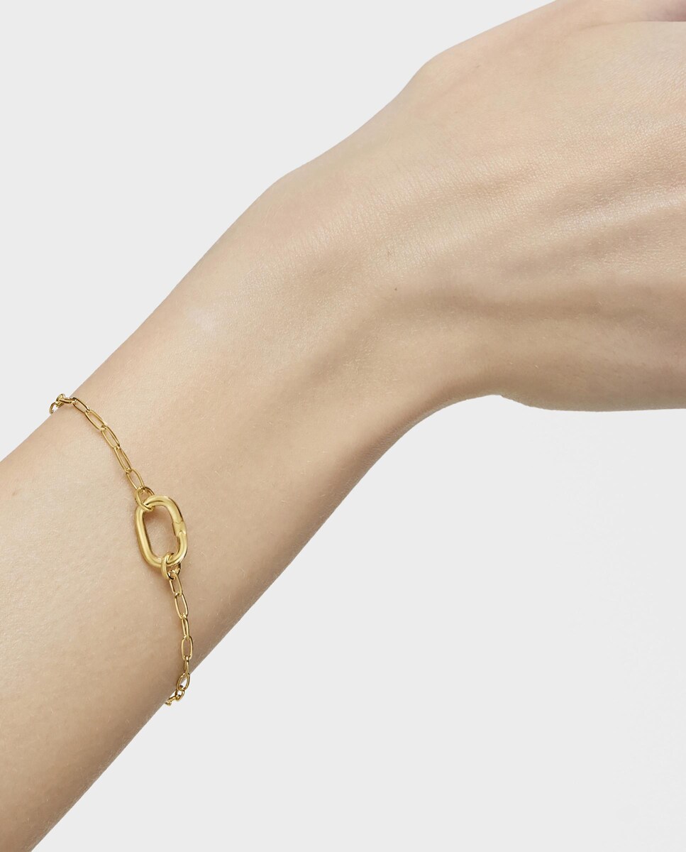 Pulseira Hold Oval Corrente Banhada em Ouro 18 Kt Sobre Prata Dourado-3