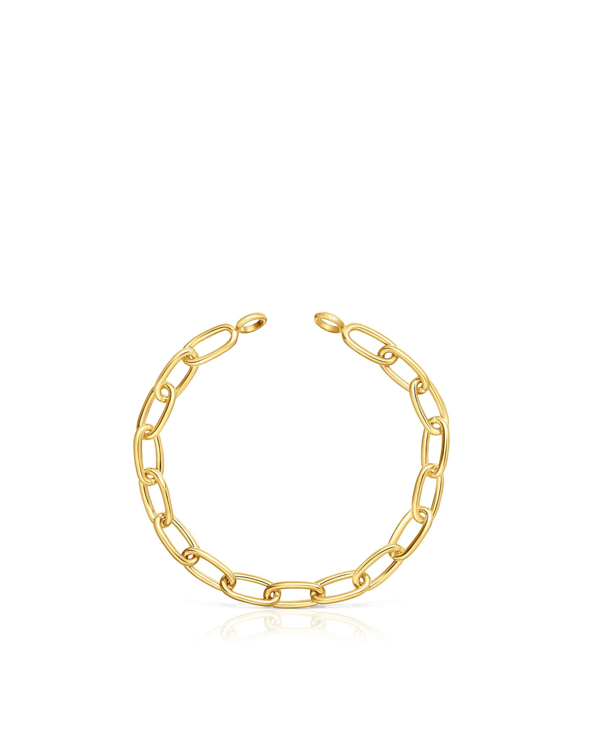 Pulseira de Corrente Hold Oval Xl Banhada em Ouro 18 Kt Sobre Prata Dourado-2