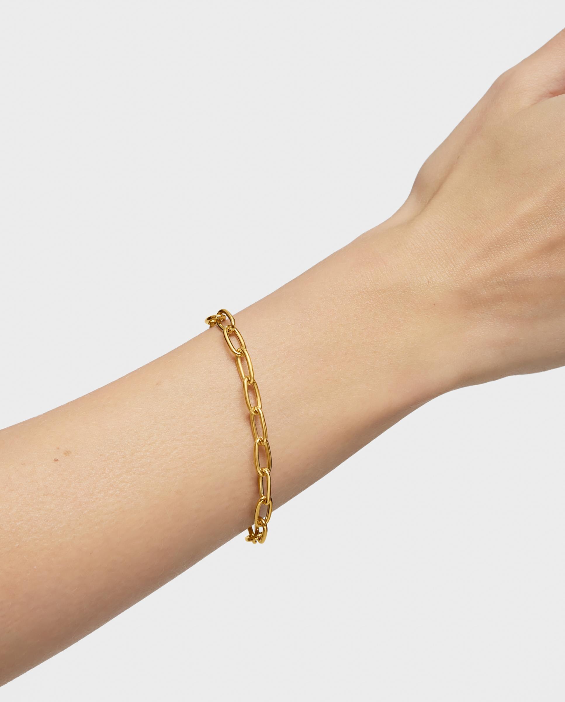 Pulseira de Corrente Hold Oval Xl Banhada em Ouro 18 Kt Sobre Prata Dourado-4