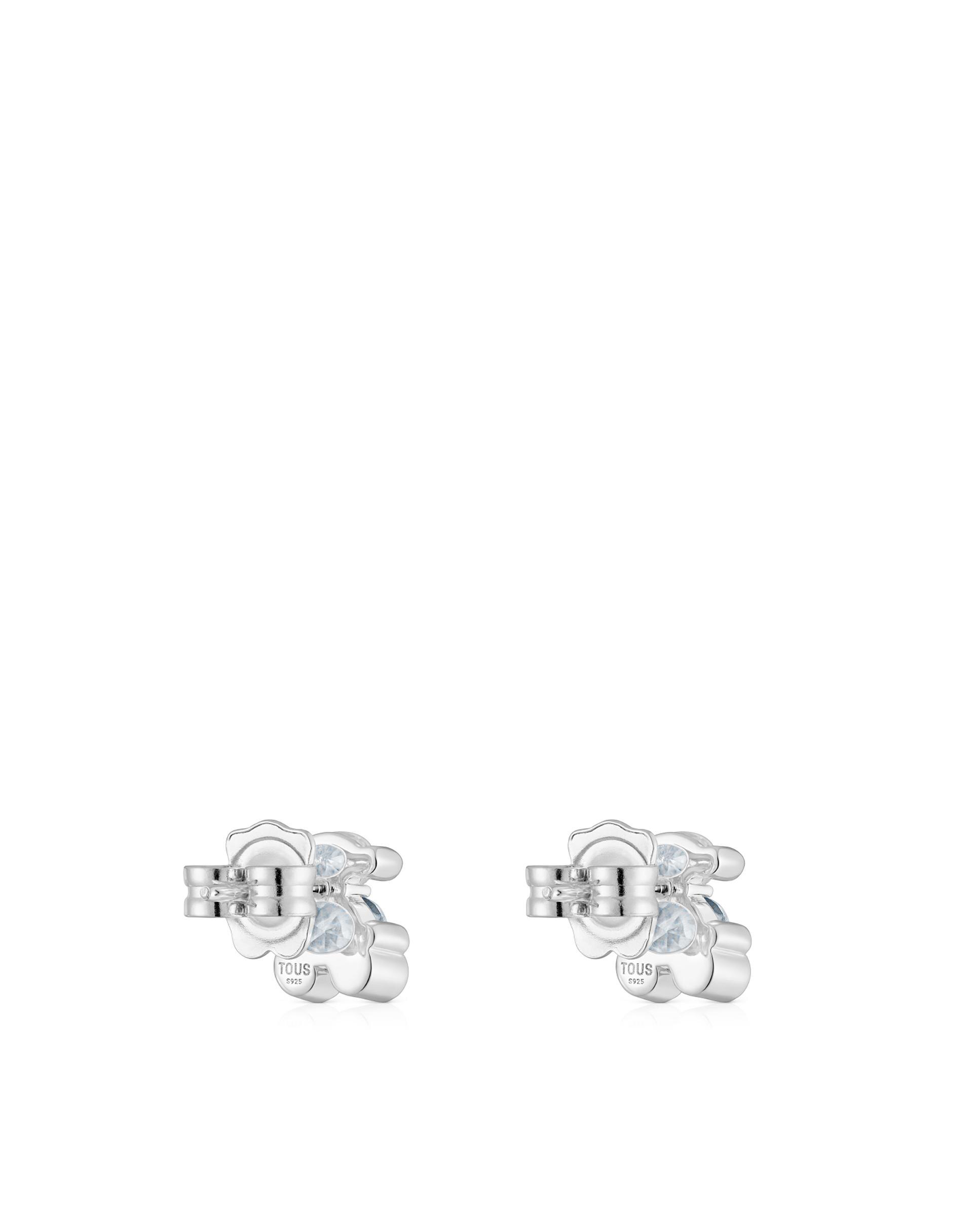 Brincos Color Bear de Urso de Prata e Quartzo 8 Mm Branco-3
