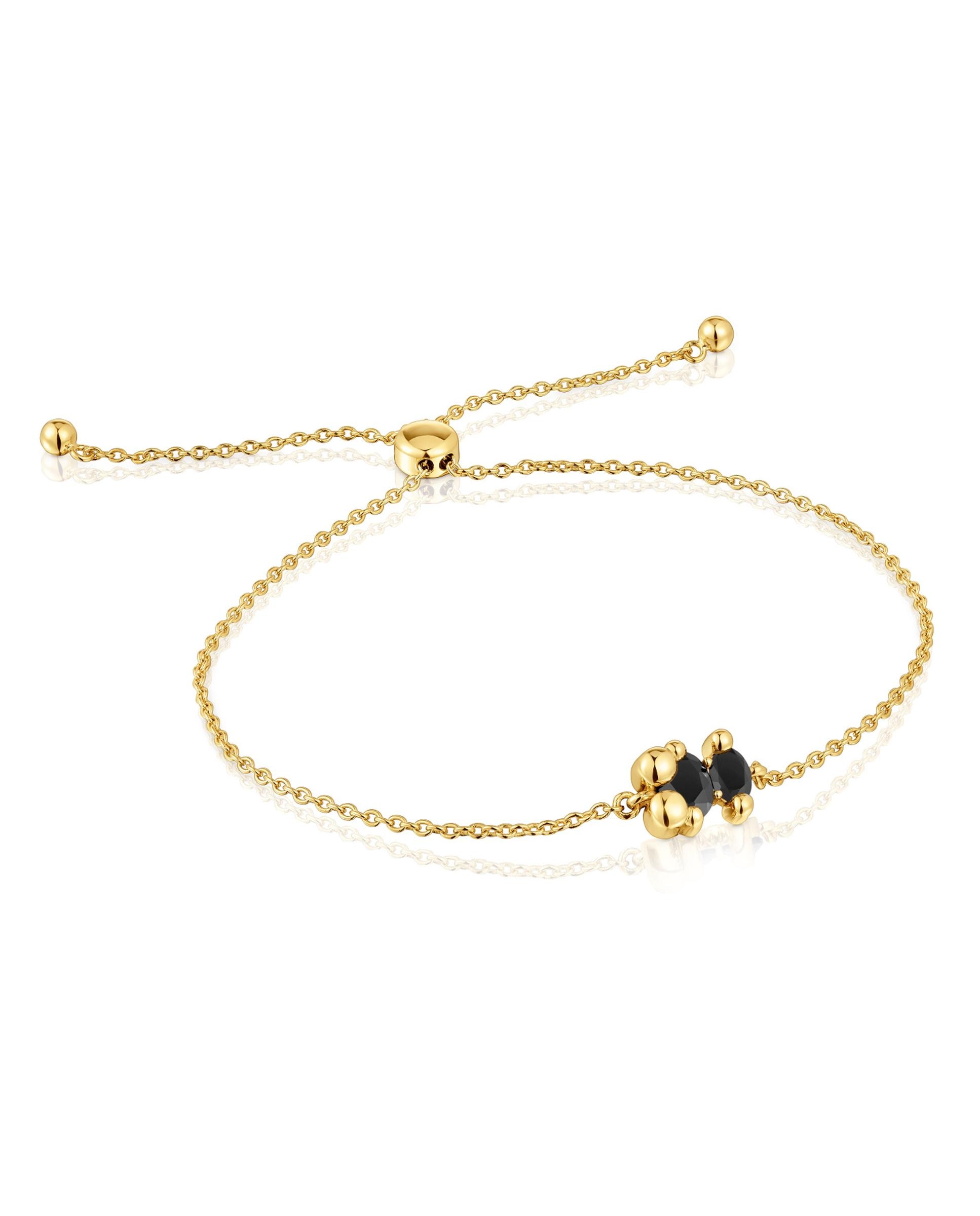 Pulseira de Corrente em Cor Bear de Urso Banhada a Ouro 18 Kt Sobre Prata e Ónix Ouro-1