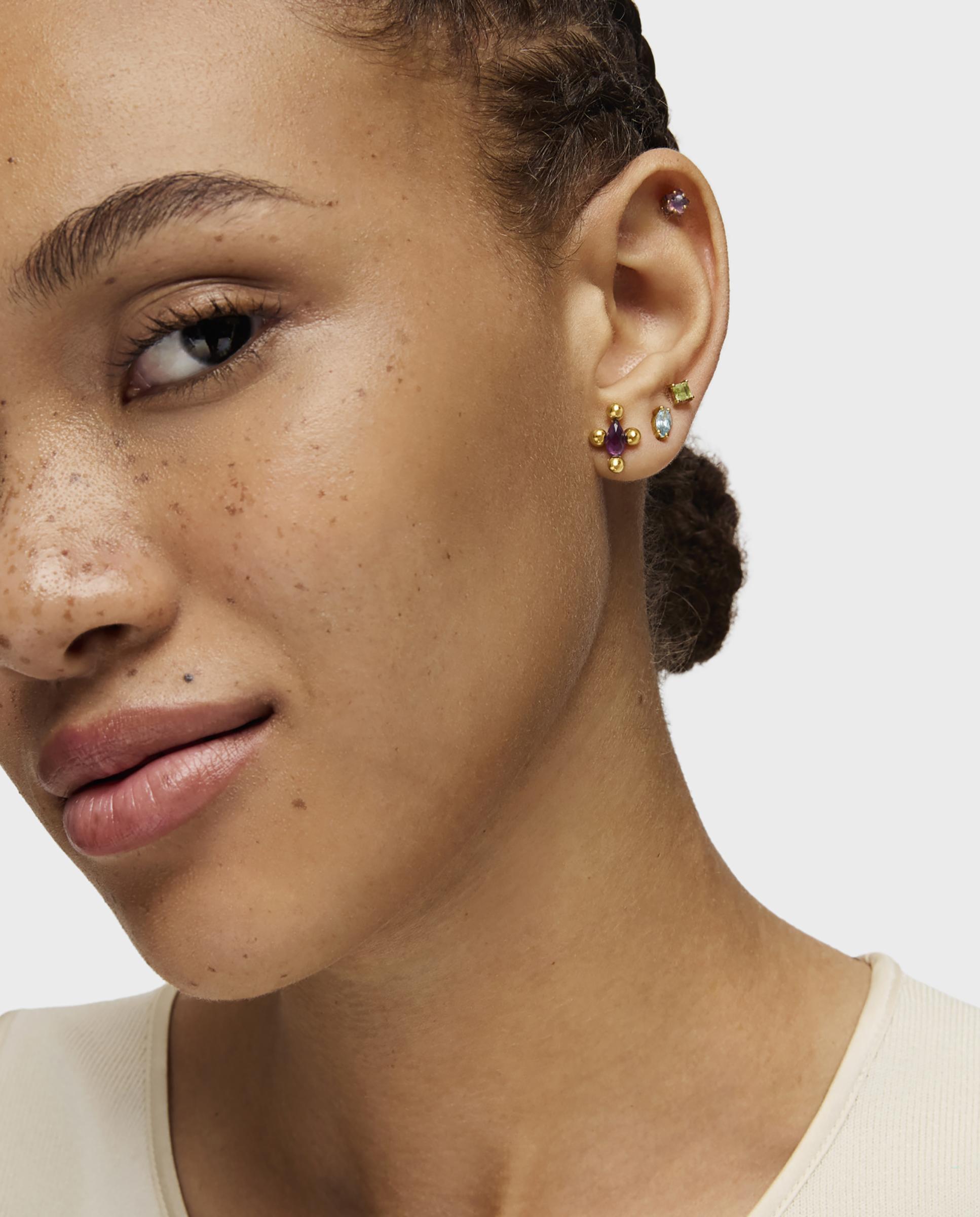 Brincos Sugar Party Banhados a Ouro 18 Kt Sobre Prata e Ametista Roxo-4