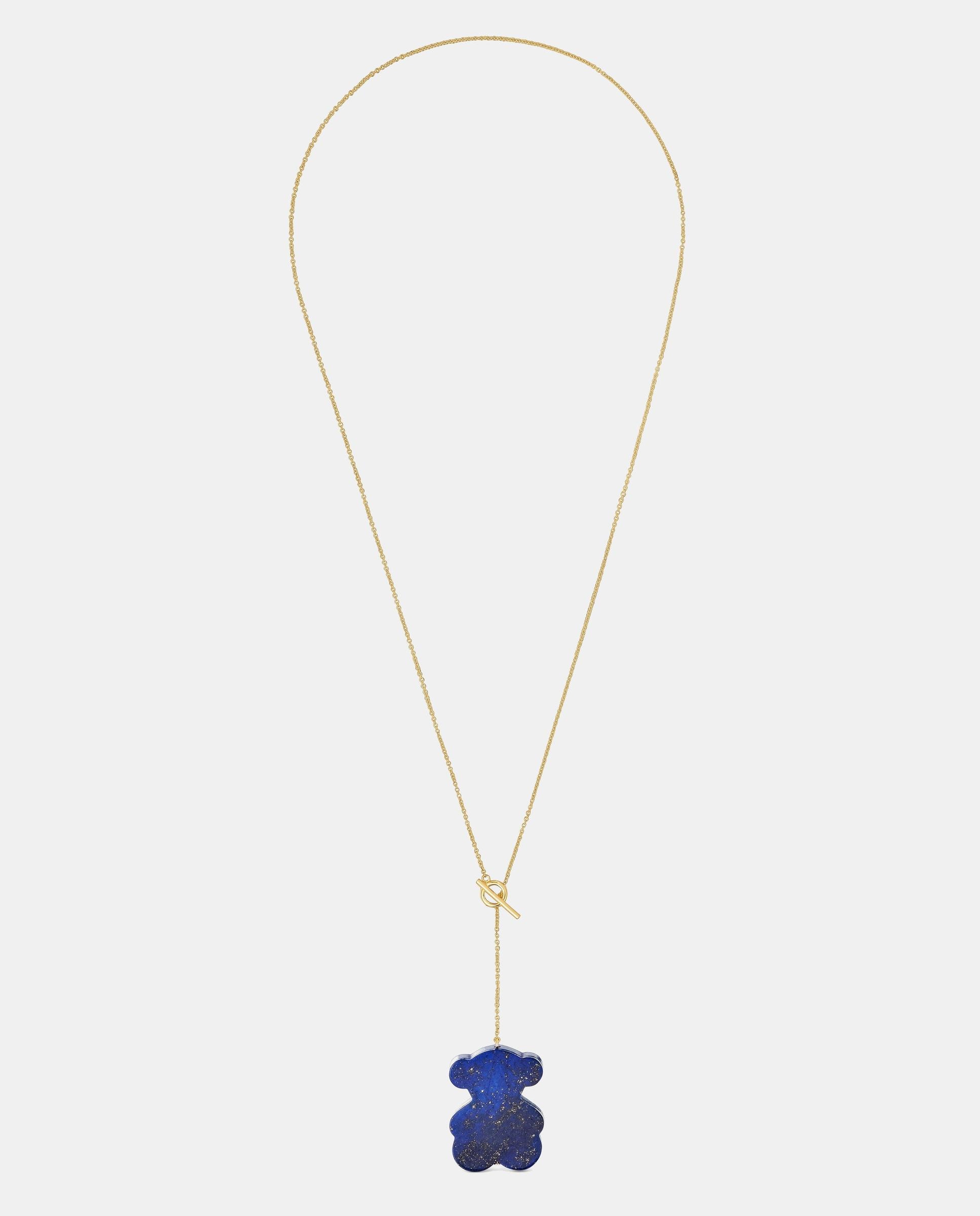 Colar Tous 1950 Curto Urso de Ouro e Lápis-lazúli Azul-1