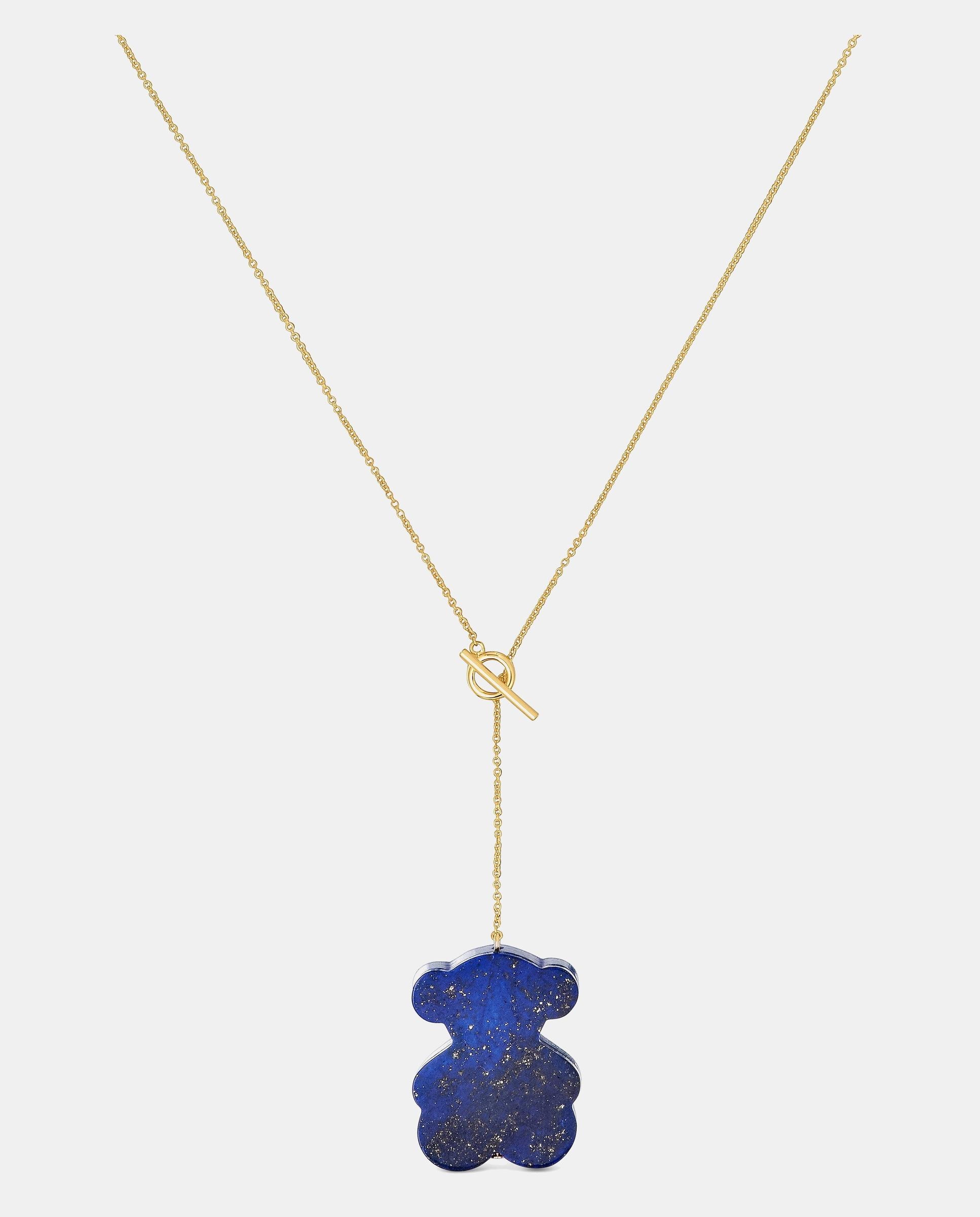 Colar Tous 1950 Curto Urso de Ouro e Lápis-lazúli Azul-2