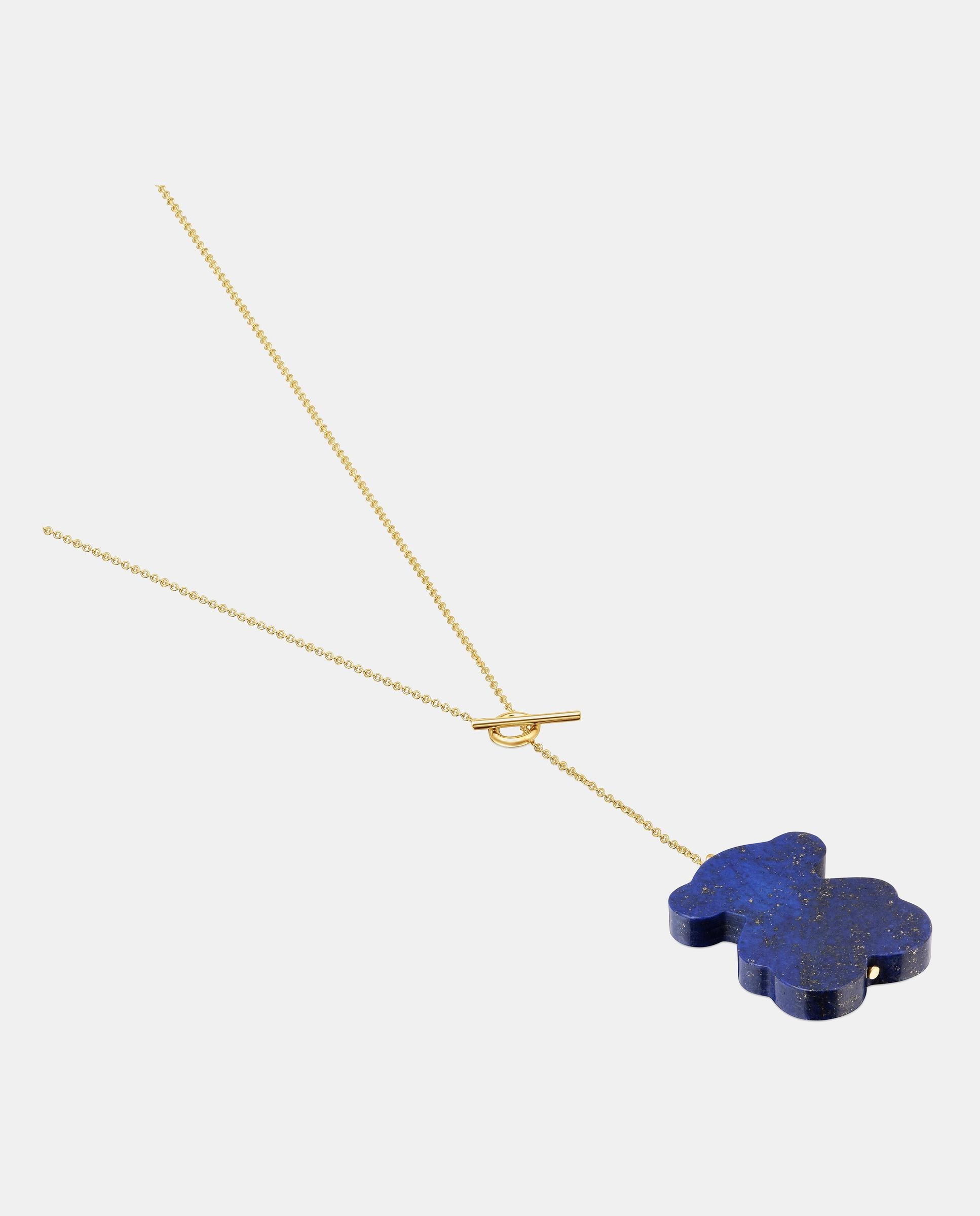 Colar Tous 1950 Curto Urso de Ouro e Lápis-lazúli Azul-3