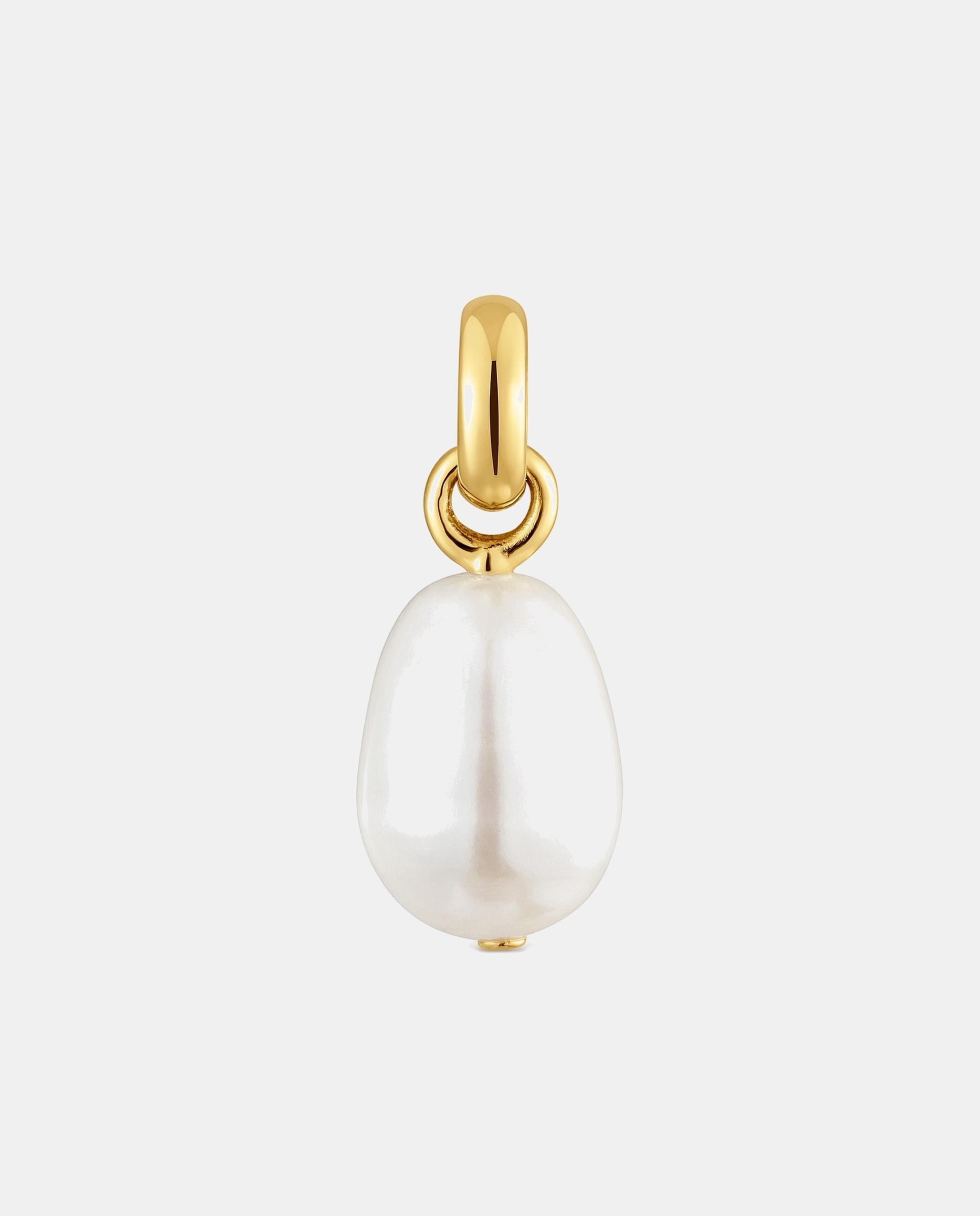 Pendente Hold Oval Pequeno Banhado a Ouro 18 Kt Sobre Prata com Pérola Branco-1