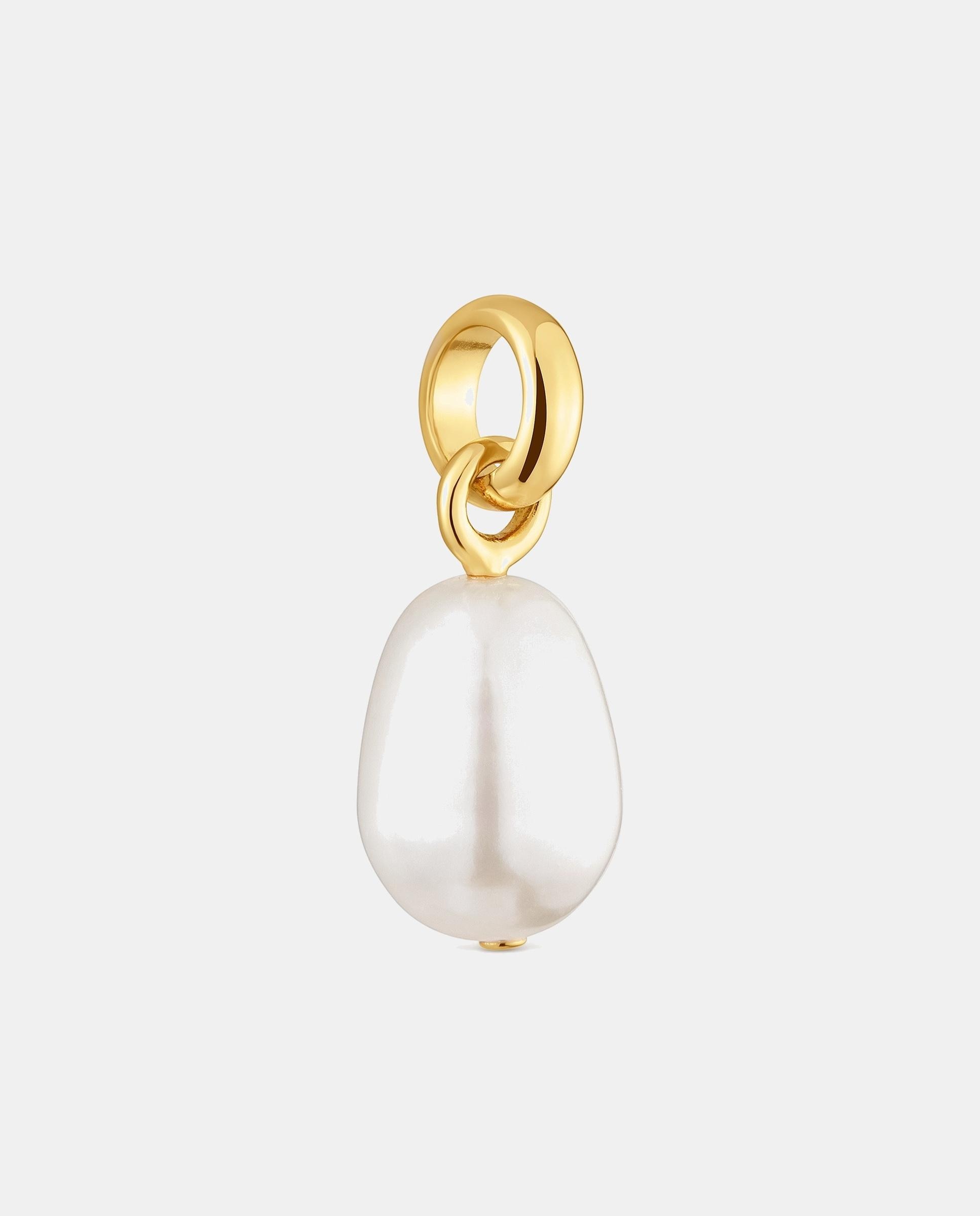 Pendente Hold Oval Pequeno Banhado a Ouro 18 Kt Sobre Prata com Pérola Branco-2