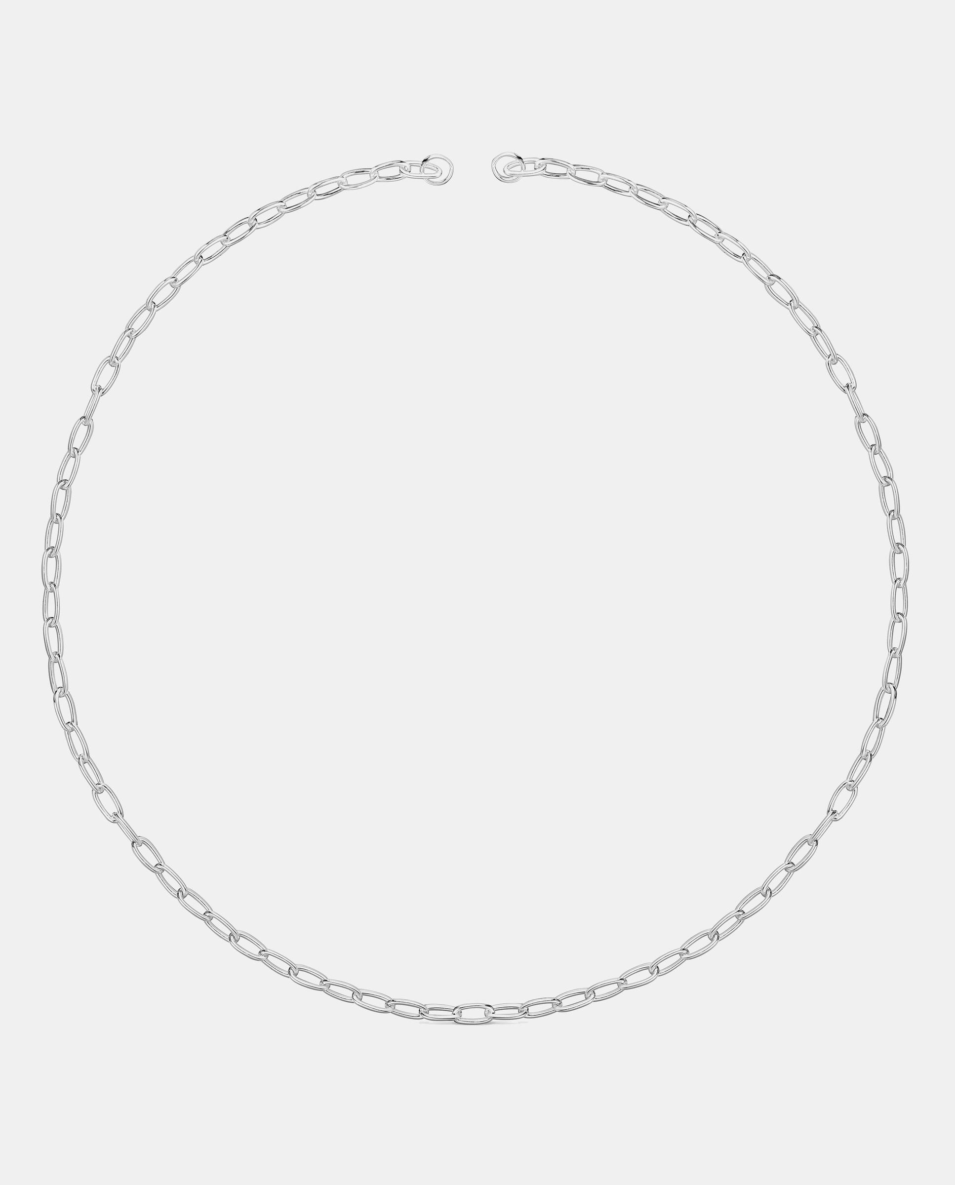 Colar Hold Oval Curto de Prata Prateado-1