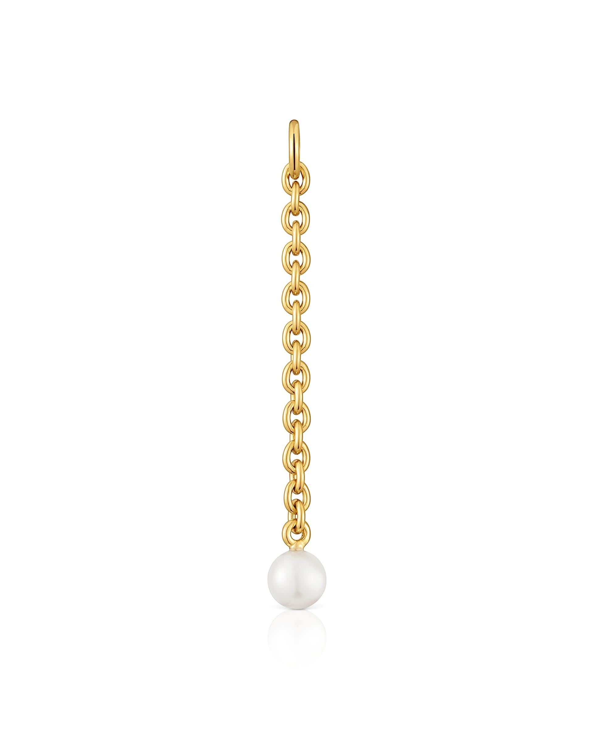 Pendente Hold Oval Banhado em Ouro 18 Kt Sobre Prata com Pérola Ouro-1