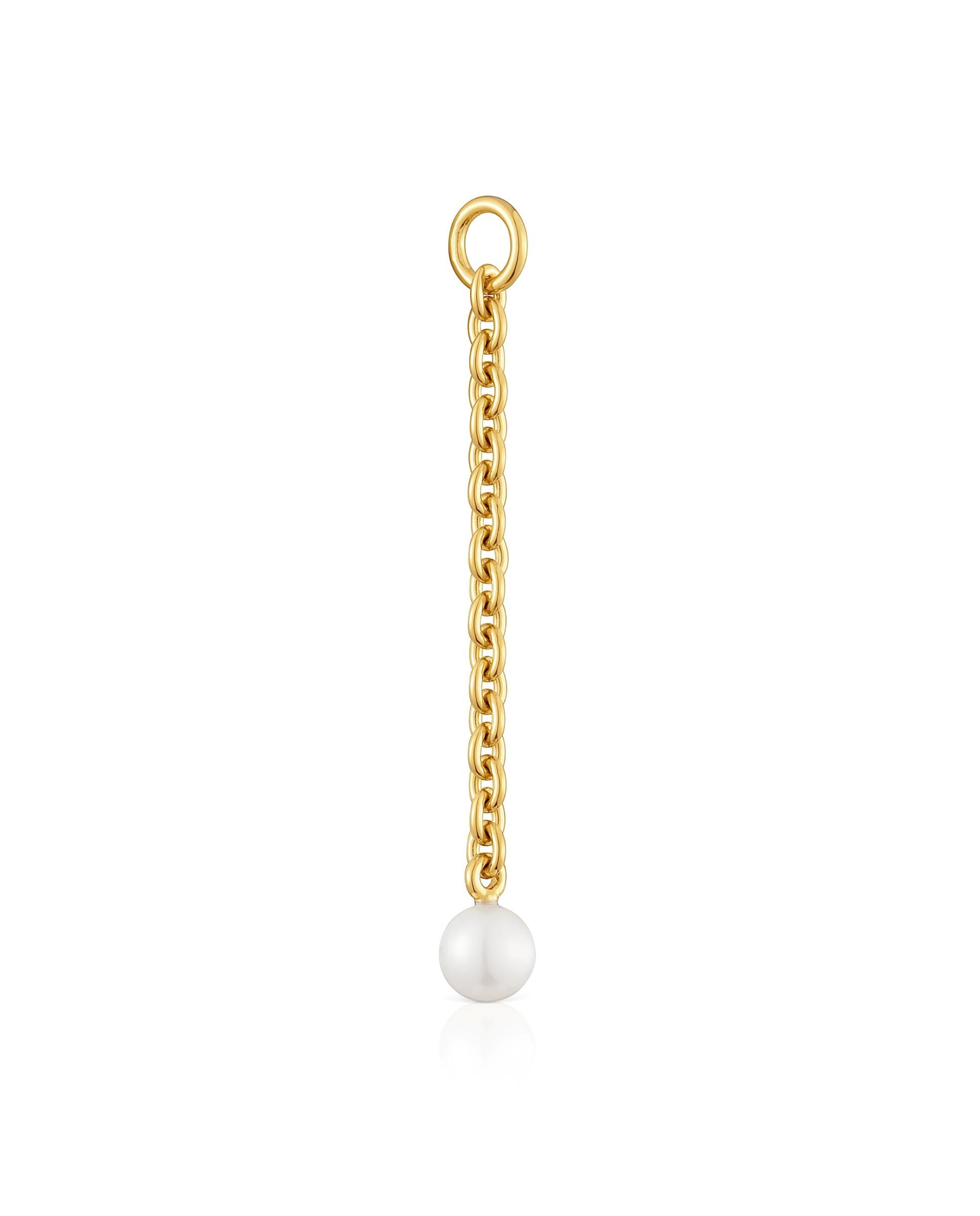 Pendente Hold Oval Banhado em Ouro 18 Kt Sobre Prata com Pérola Ouro-2