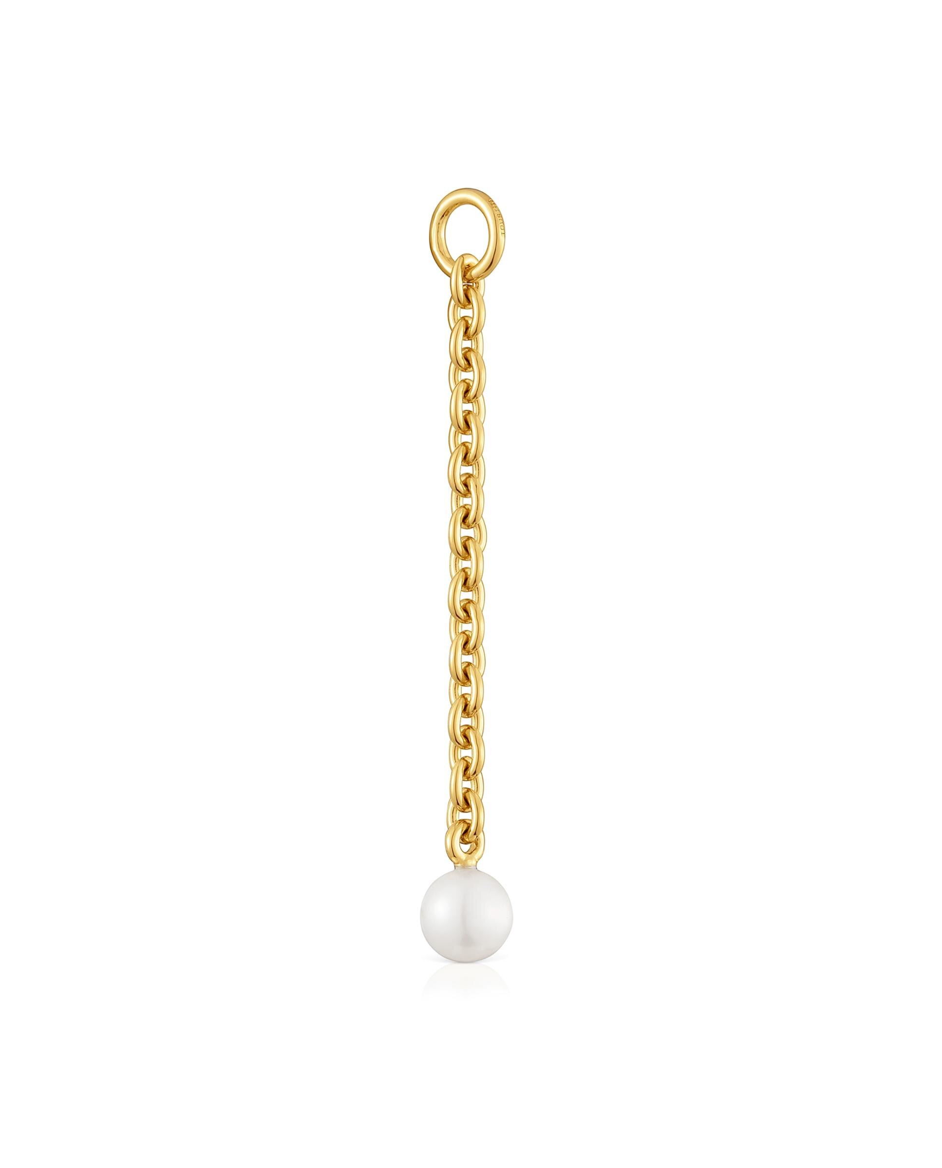 Pendente Hold Oval Banhado em Ouro 18 Kt Sobre Prata com Pérola Ouro-3