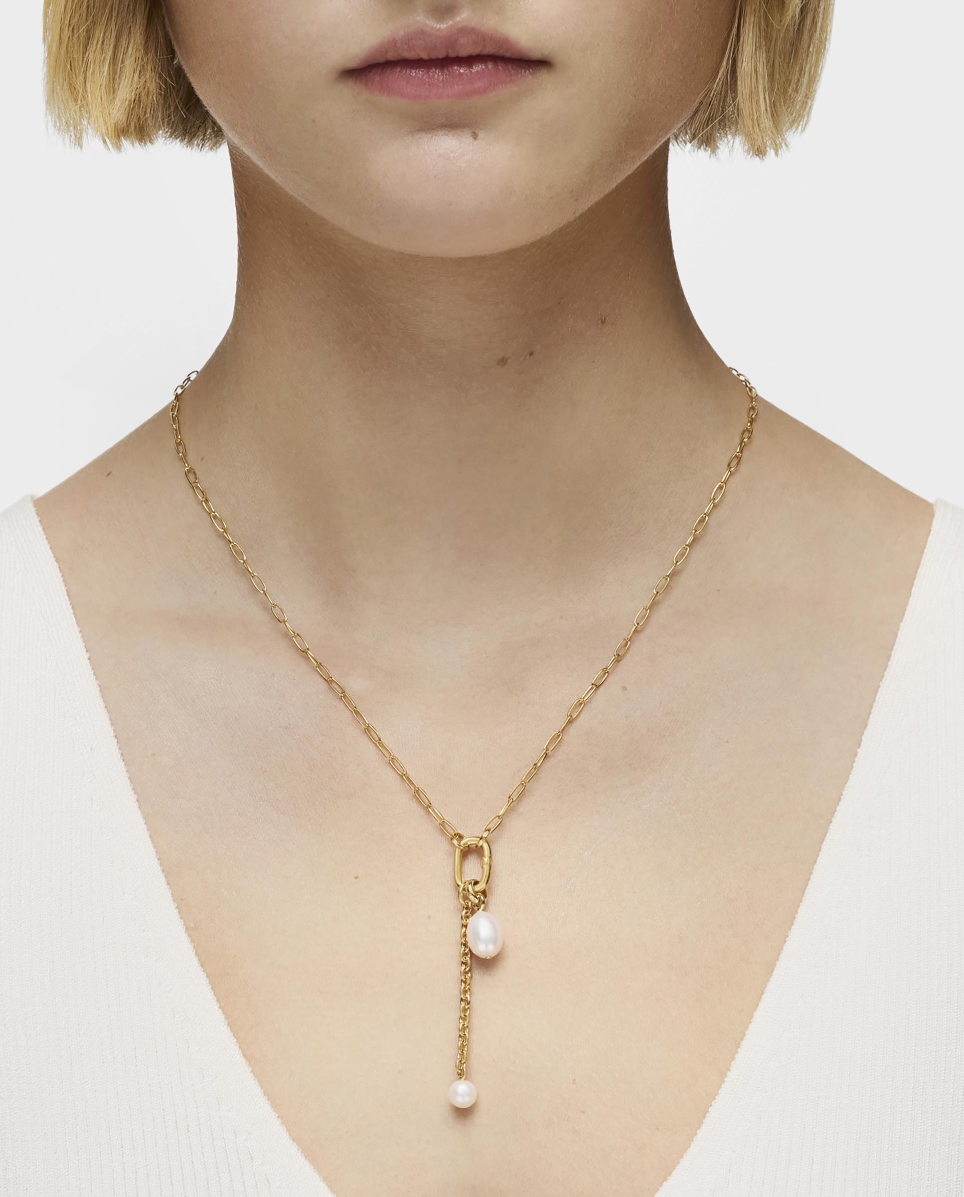 Pendente Hold Oval Banhado em Ouro 18 Kt Sobre Prata com Pérola Ouro-5