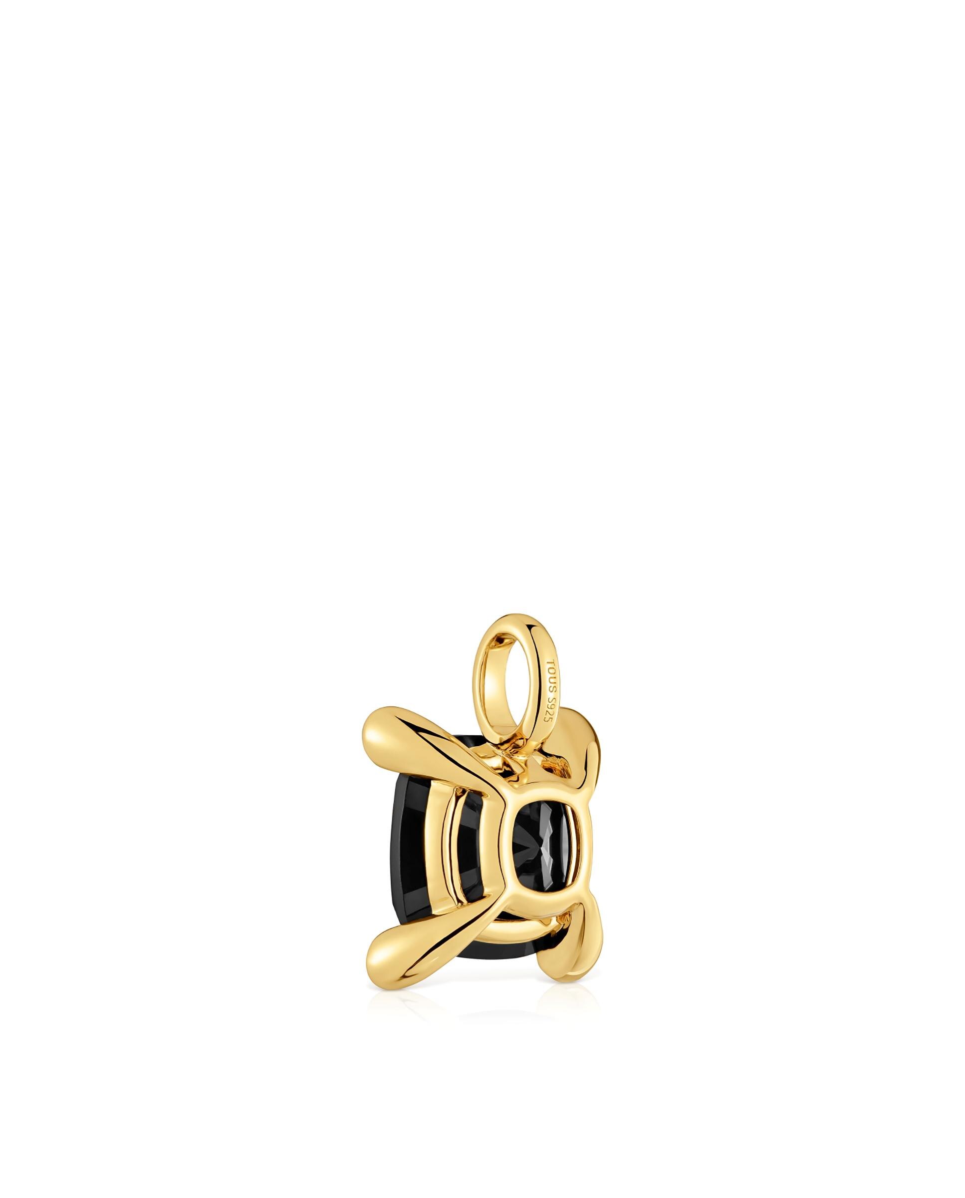 Pendente em Black Pequeno Banhado a Ouro 18 Kt Sobre Prata com Ónix Preto-3