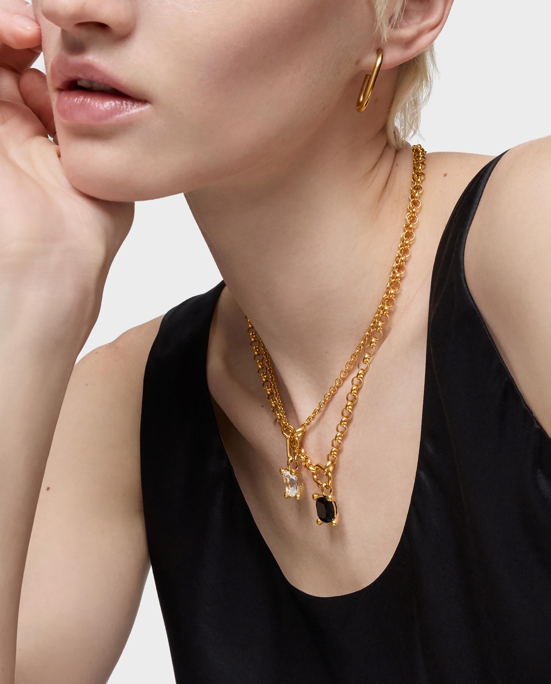 Pendente em Black Pequeno Banhado a Ouro 18 Kt Sobre Prata com Ónix Preto-5
