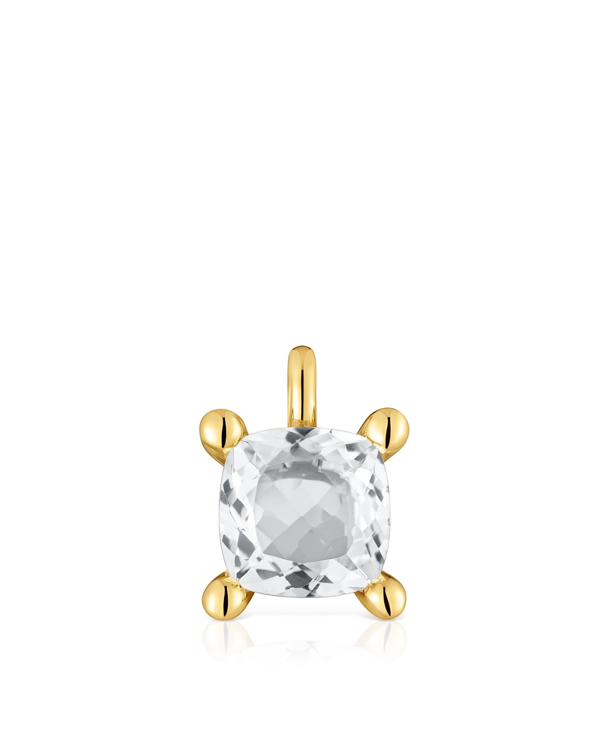 Pendente em White Pequeno Banhado em Ouro 18 Kt Sobre Prata com Quartzo Branco-1
