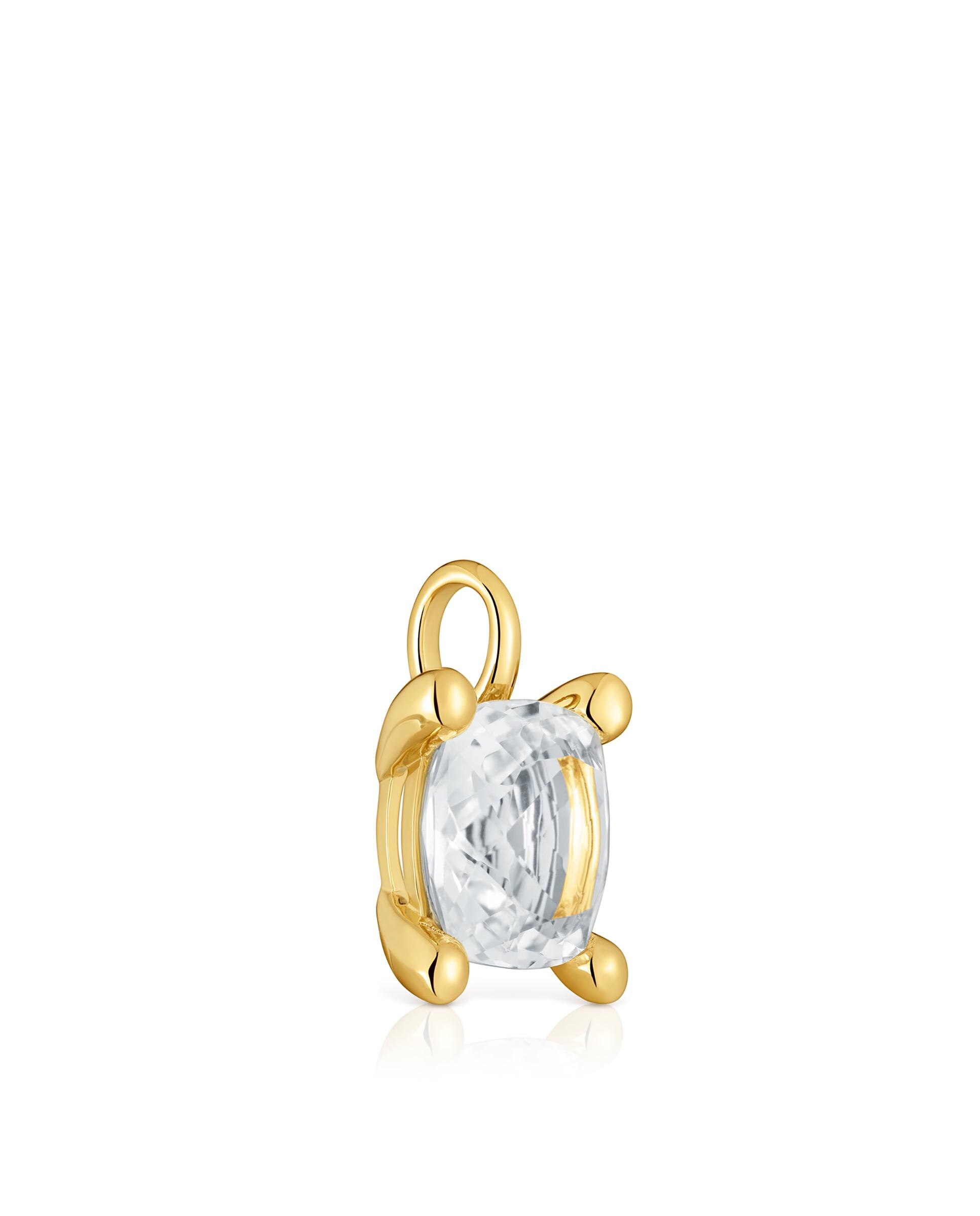 Pendente em White Pequeno Banhado em Ouro 18 Kt Sobre Prata com Quartzo Branco-2
