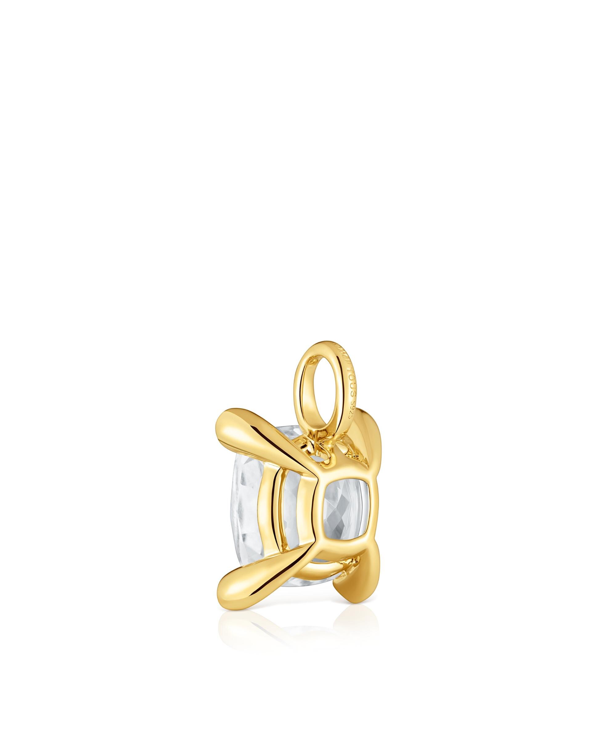 Pendente em White Pequeno Banhado em Ouro 18 Kt Sobre Prata com Quartzo Branco-3