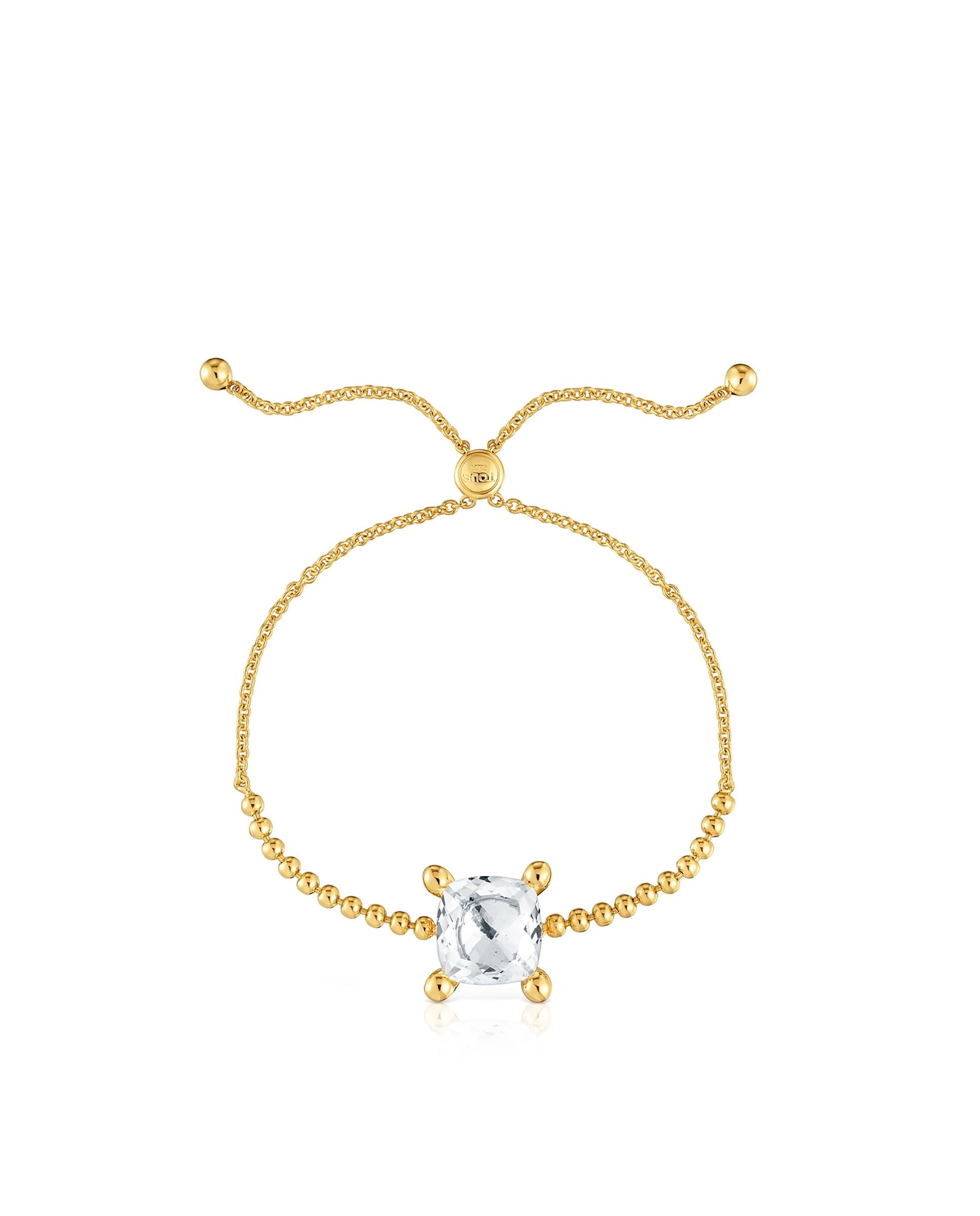 Pulseira de Corrente em White com Detalhes Banhada a Ouro 18 Kt Sobre Prata com Quartzo Branco-2