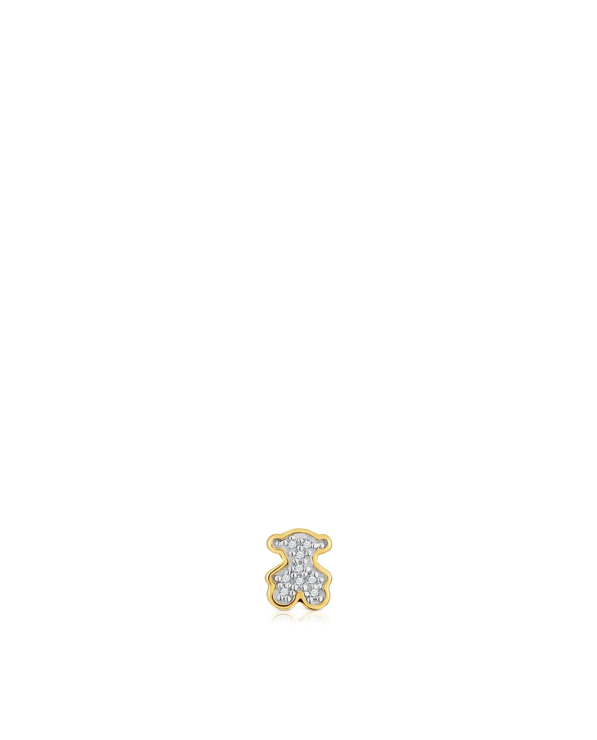 Pingente Tous 1950 Urso Pequeno Banhado em Ouro 18 kt sobre Prata e Diamantes Branco-1