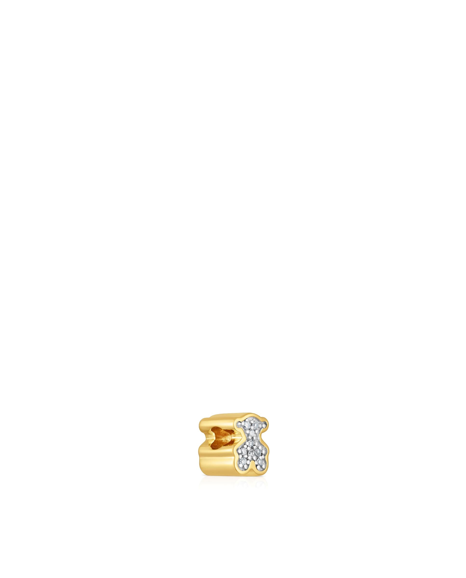 Pingente Tous 1950 Urso Pequeno Banhado em Ouro 18 kt sobre Prata e Diamantes Branco-2