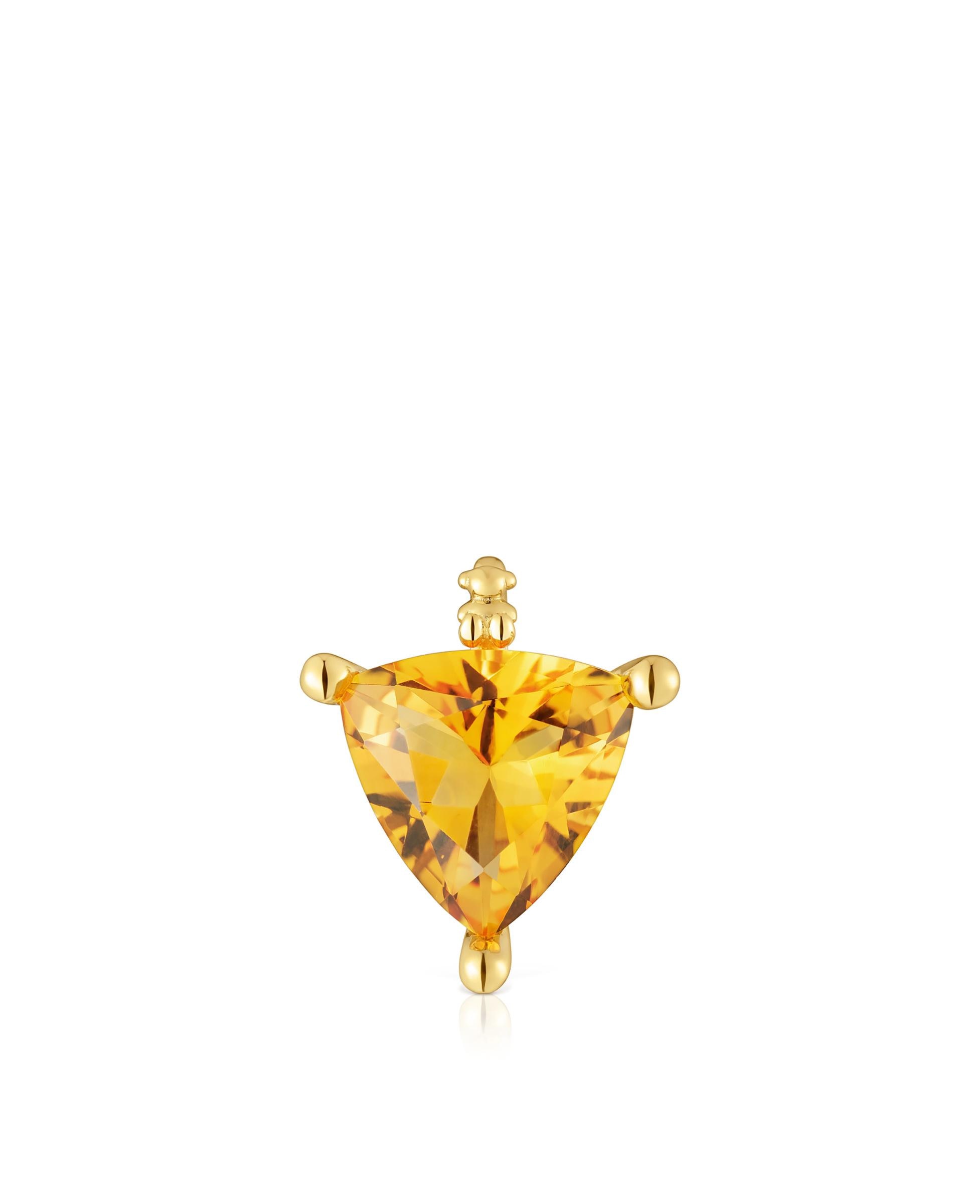 Pendentes em Cor Lab Pequeno Banhado a Ouro 18 Kt Sobre Prata com Citrino Criado em Laboratório Amarelo-1