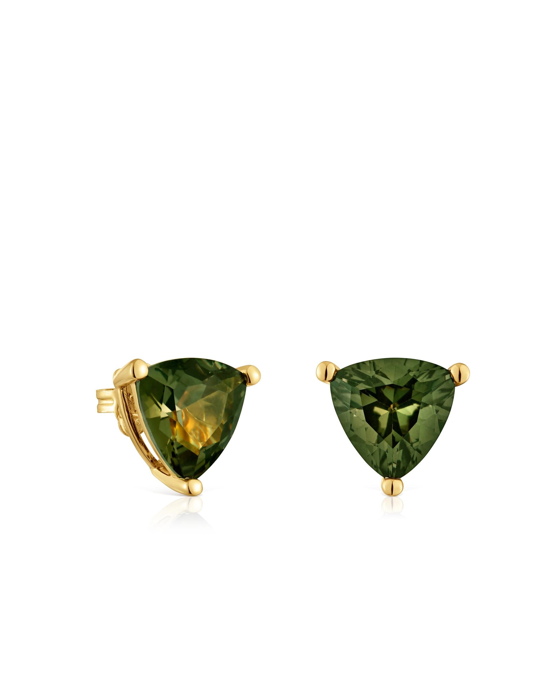 Brincos Color Lab Banhados a Ouro 18 Kt Sobre Prata com Espinela Verde Criada em Laboratório Verde-1