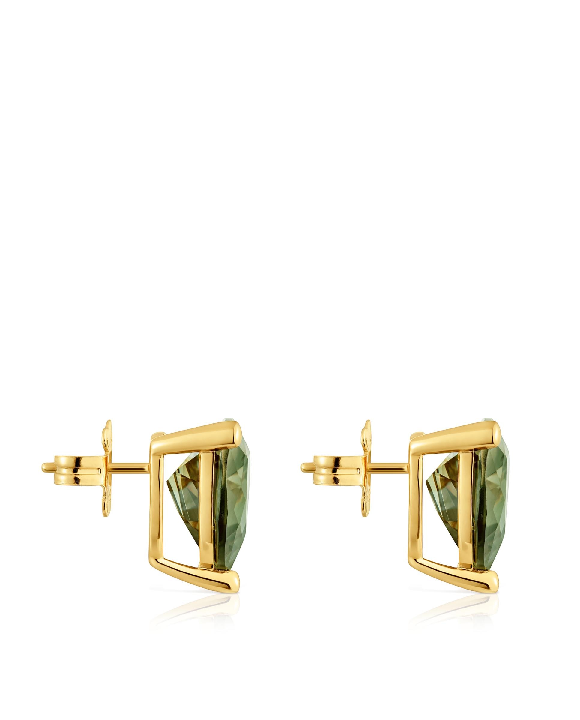 Brincos Color Lab Banhados a Ouro 18 Kt Sobre Prata com Espinela Verde Criada em Laboratório Verde-2