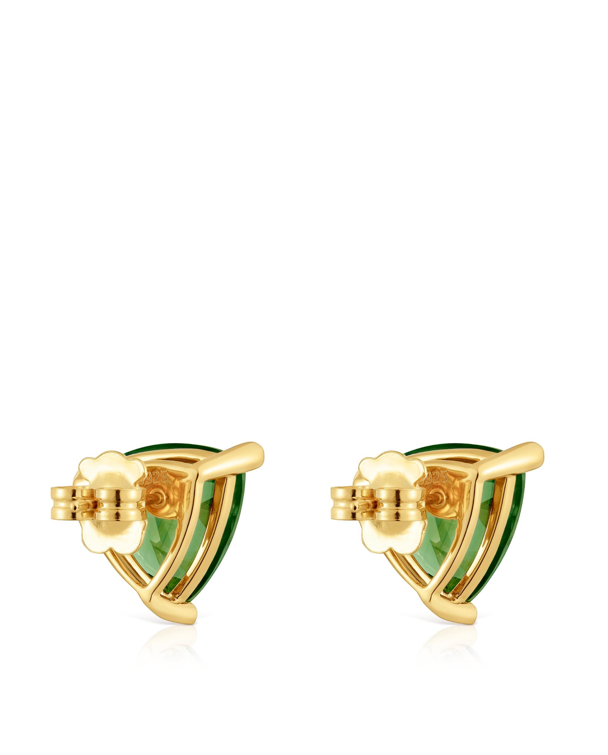 Brincos Color Lab Banhados a Ouro 18 Kt Sobre Prata com Espinela Verde Criada em Laboratório Verde-3