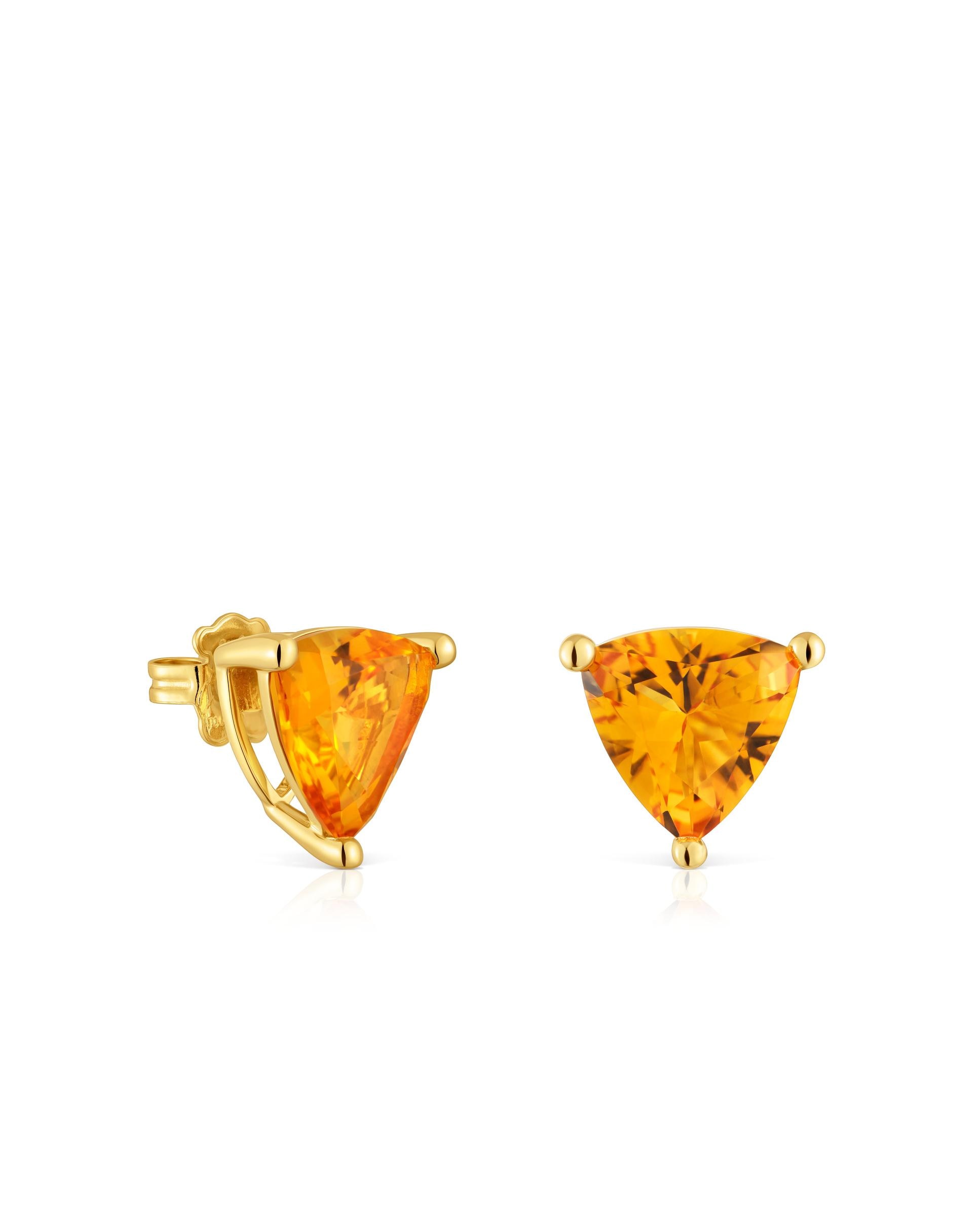 Brincos em Cor Lab Banhados a Ouro 18 Kt Sobre Prata com Citrino Criado em Laboratório Amarelo-1