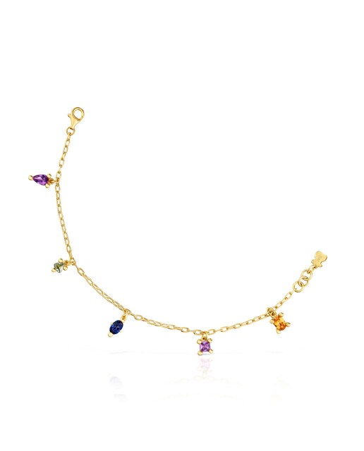 Imagem 0 de Pulseira Corrente Color Lab Banhada em Ouro 18 Kt sobre Prata com Pedras Criadas em Laboratório