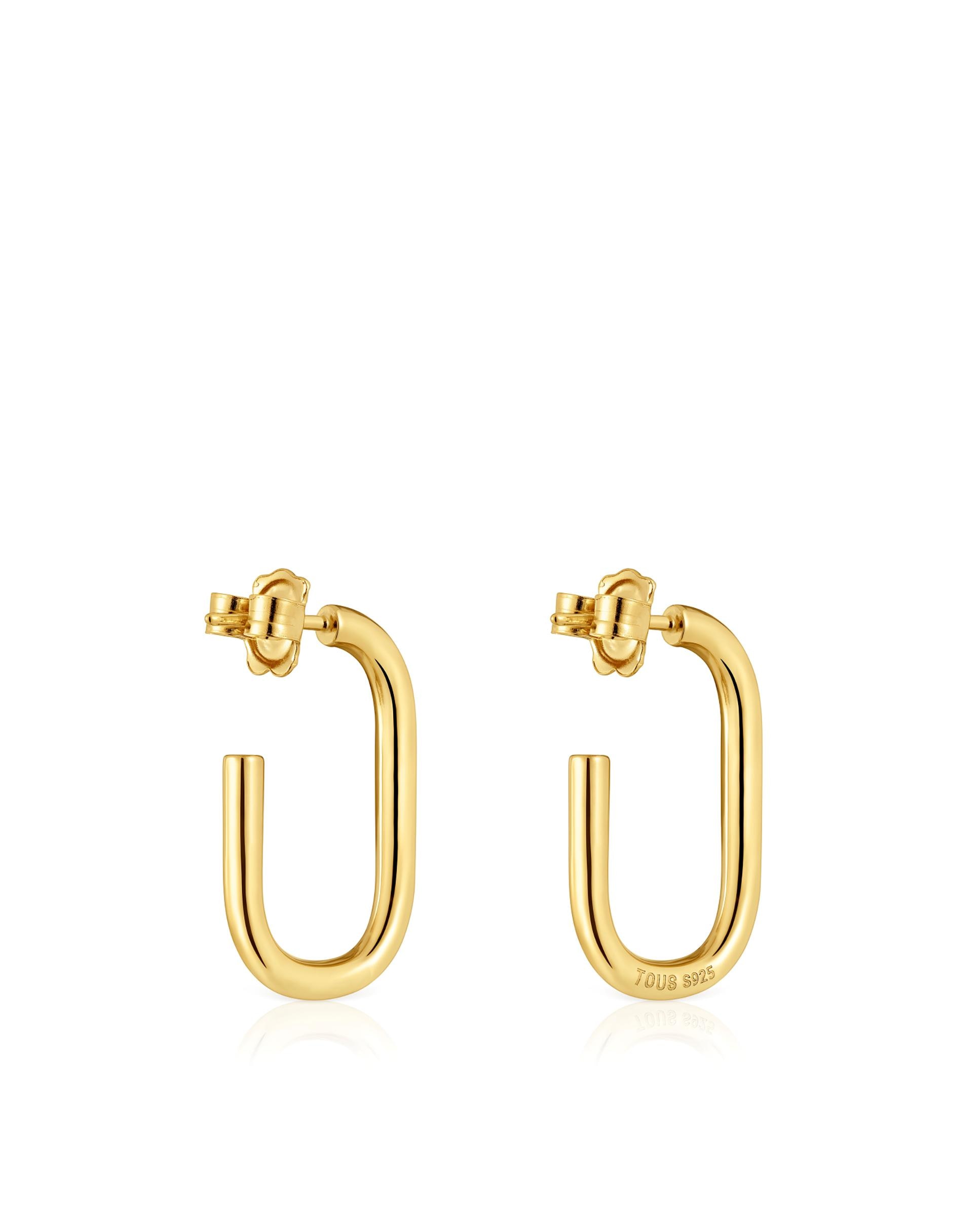 Brincos de Aro Básicos Compridos Banhados a Ouro 18 Kt Sobre Prata Dourado-3