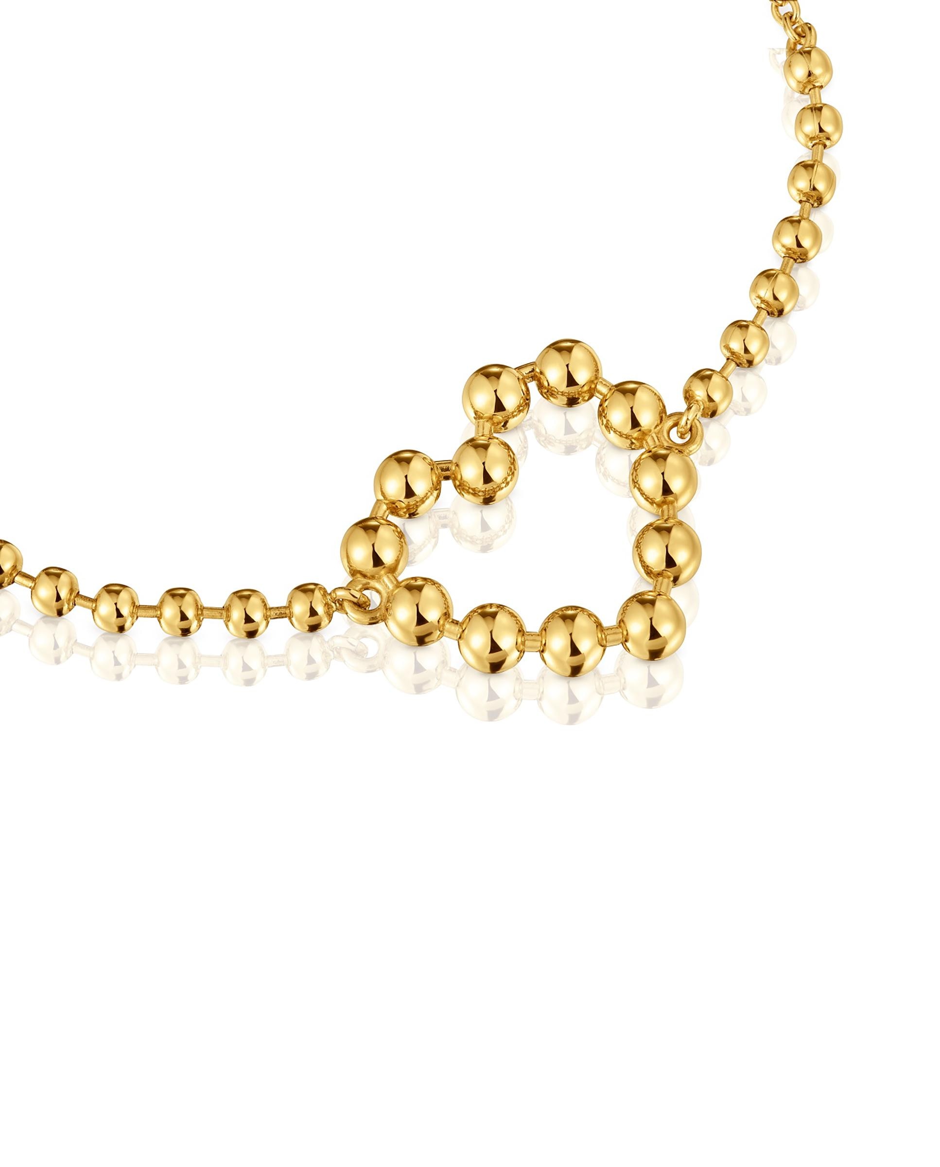 Pulseira de Corrente Sugar Party Coração Banhada a Ouro 18 Kt Sobre Prata Dourado-3