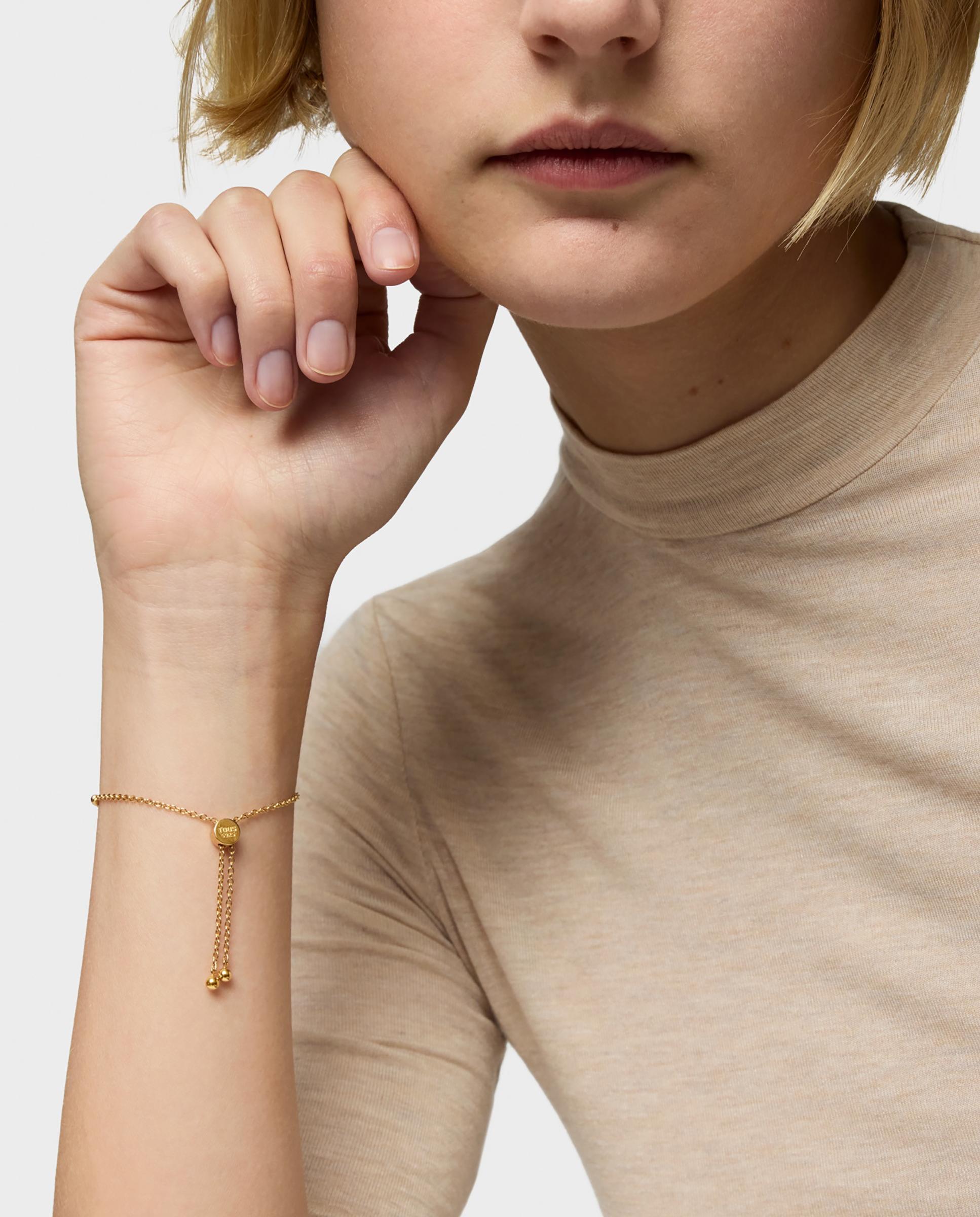 Pulseira de Corrente Sugar Party Coração Banhada a Ouro 18 Kt Sobre Prata Dourado-5